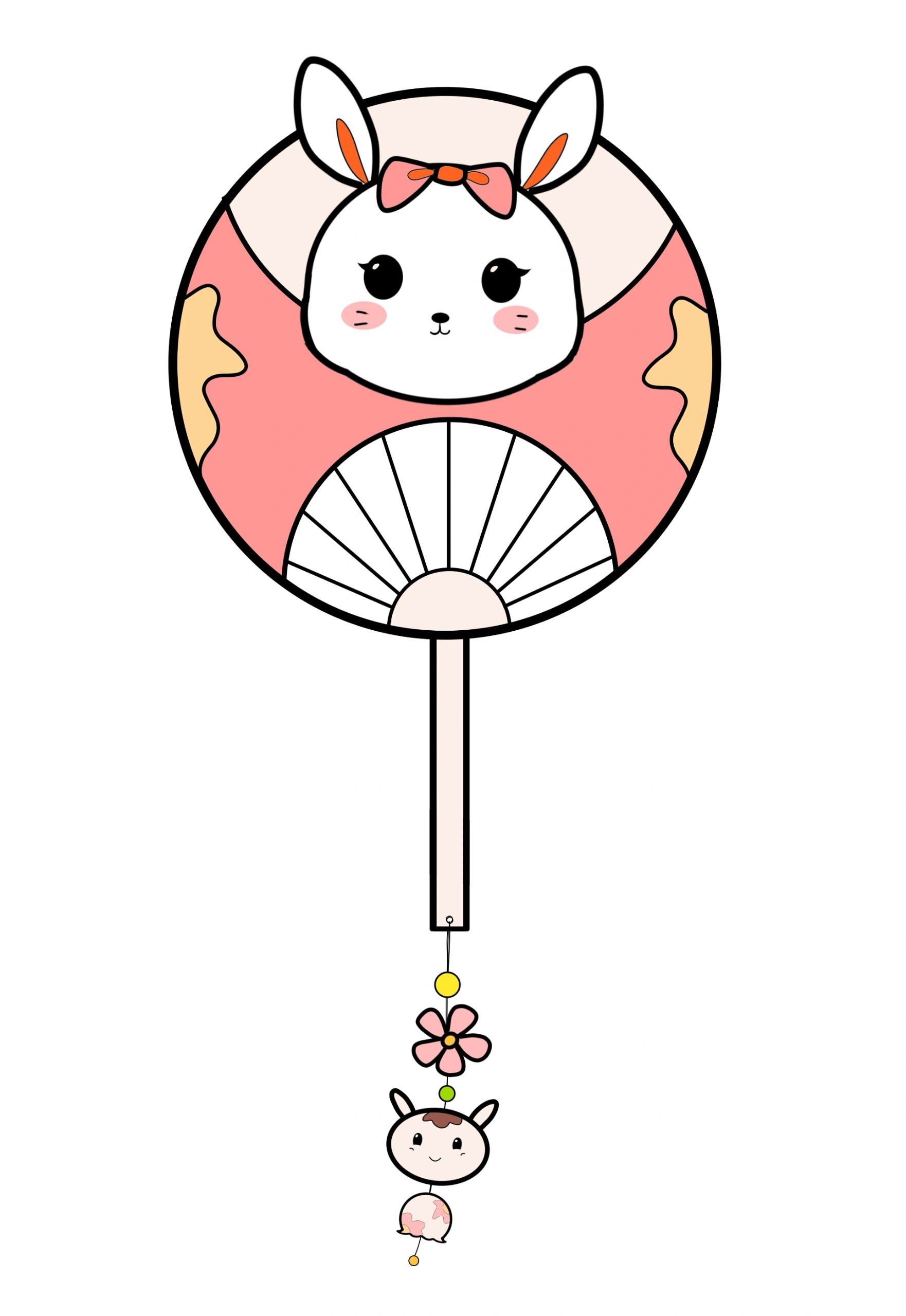 可爱小兔子团扇 简笔画