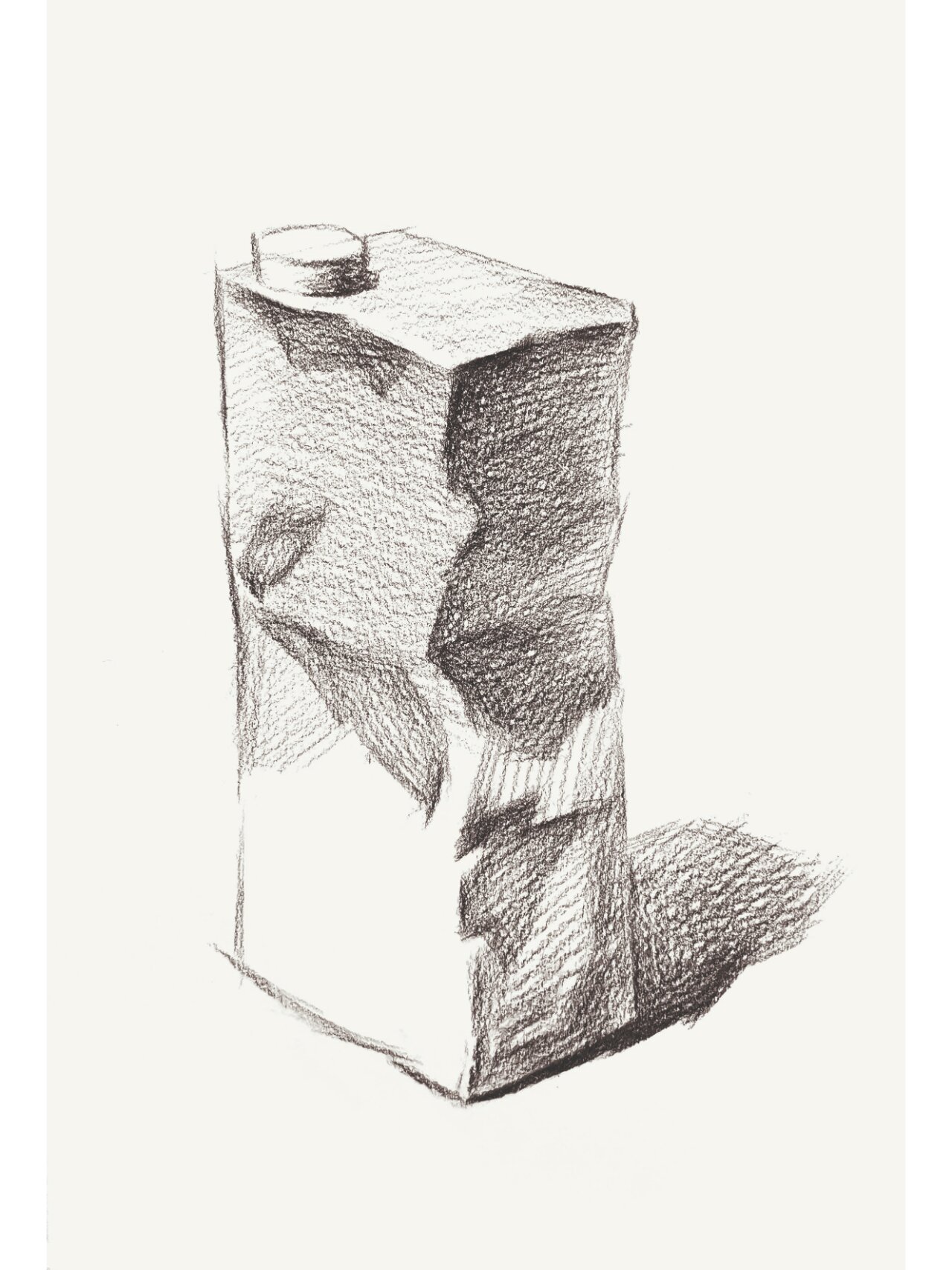 素描干货 | 静物临摹素材及步骤图·牛奶盒