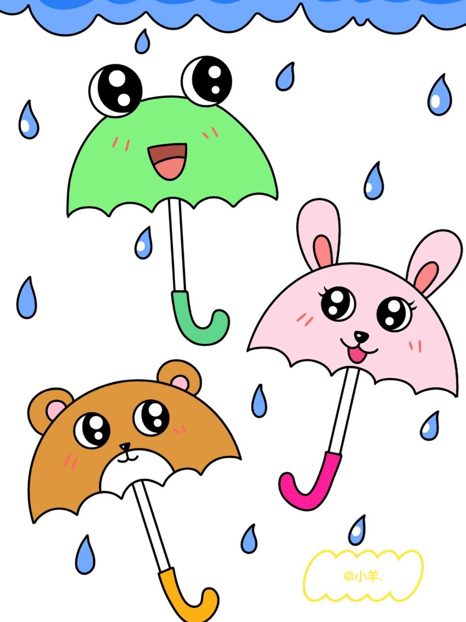 雨伞儿童画 简笔画图片