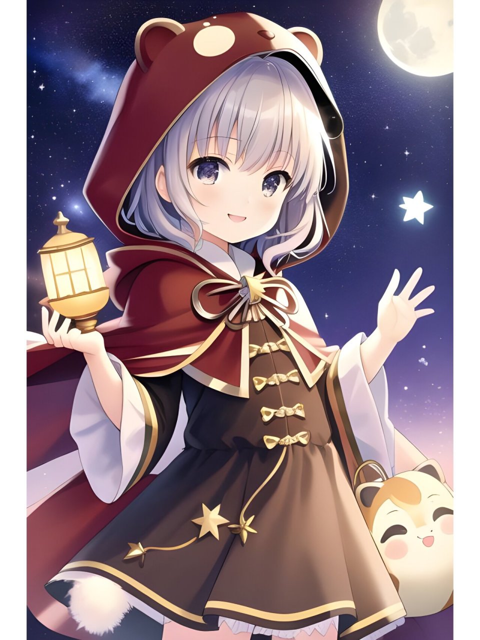 可爱戴兜帽的小萝莉女孩,动漫二次元绘画 #西安随手拍#0202#二