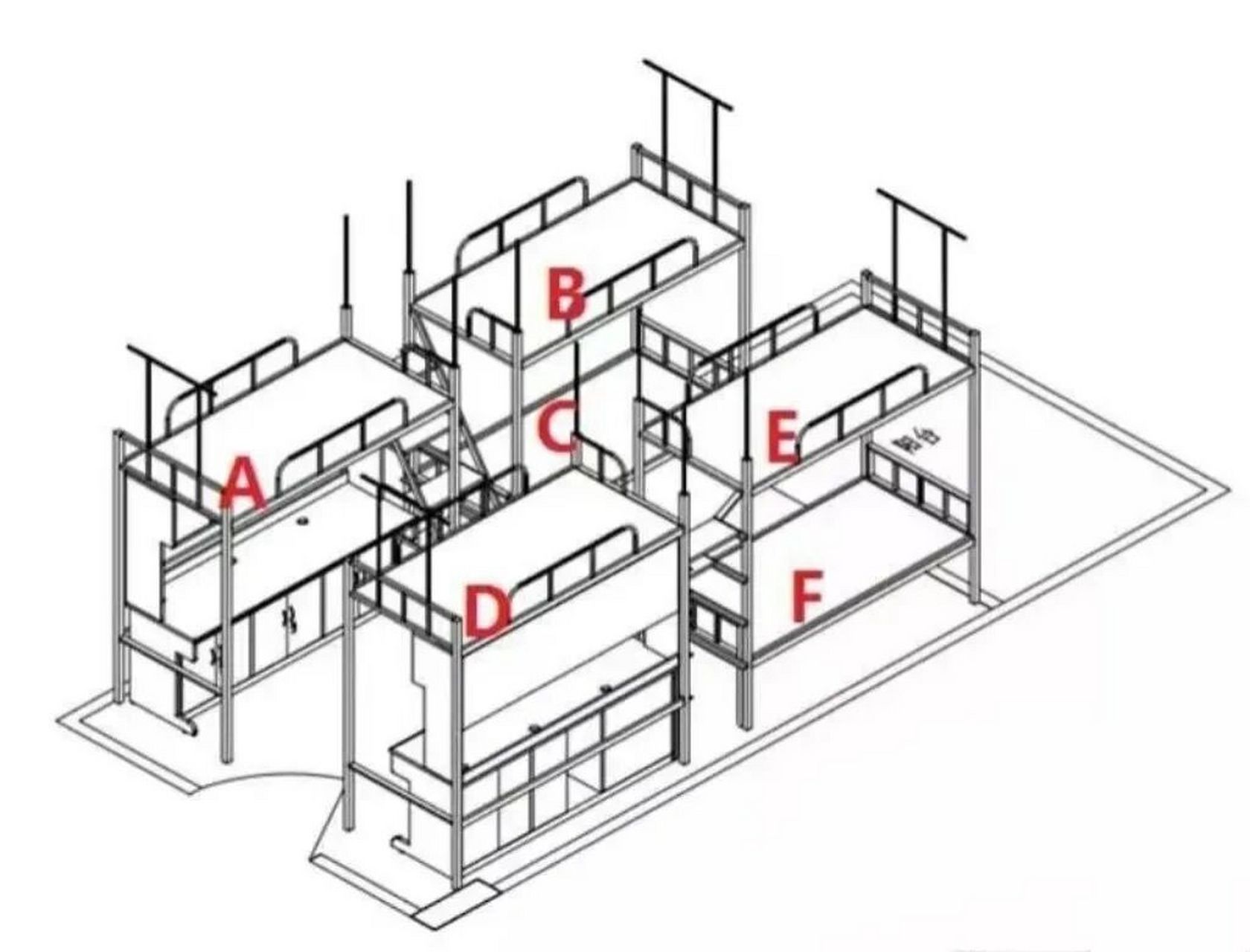 宿舍六人间平面图图片