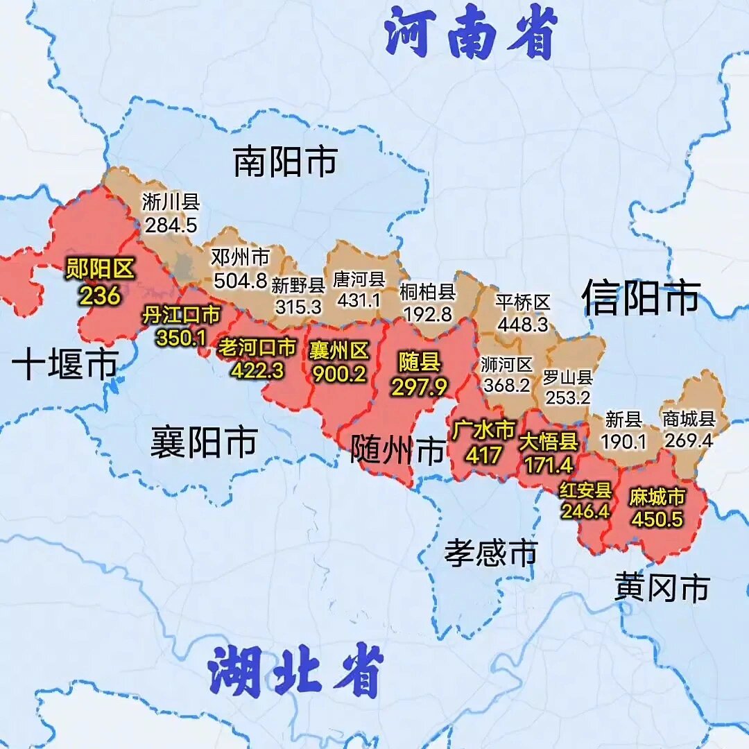 湖北和河南相邻区县地图一览,涨知识了!