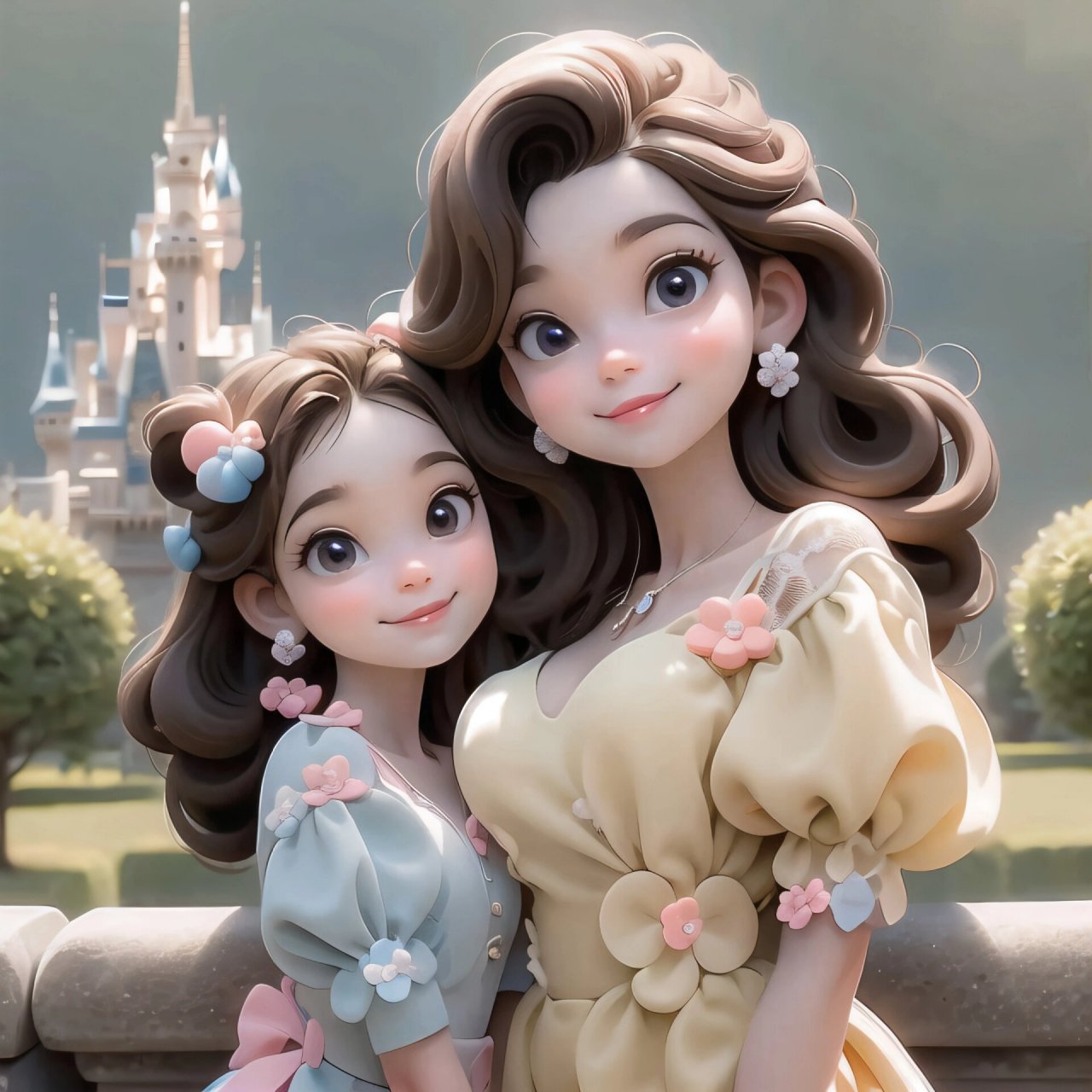 73两个女儿的家庭|可爱头像 假期到了,带女儿去迪士尼咯73城堡