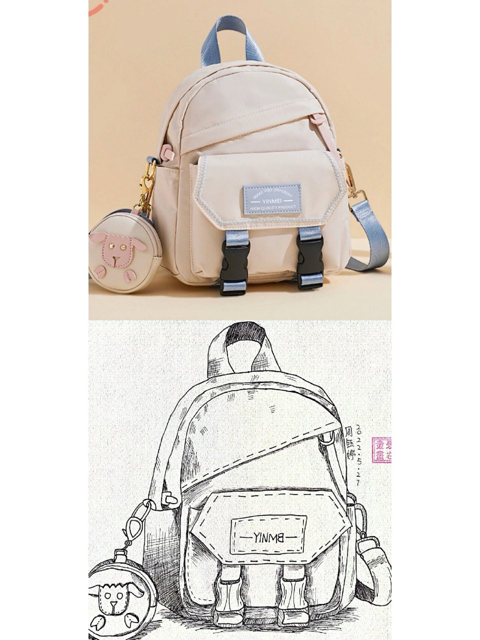 学生速写作品:书包写生