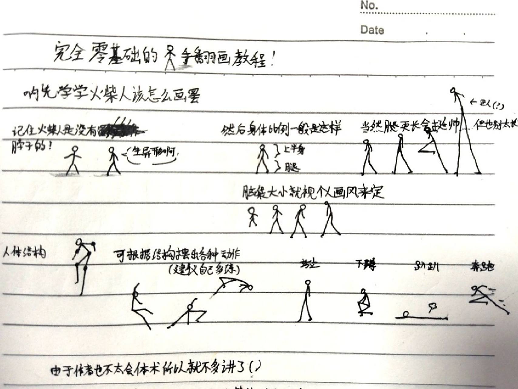 零基础火柴人手翻画教程(人体及简单刀影) 第一次画教程,www 希望可以