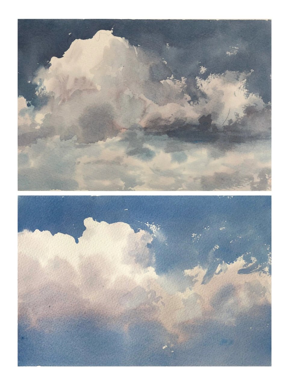 唯美水彩|天空云朵7815合集7815 前些天画了四张云朵 今天
