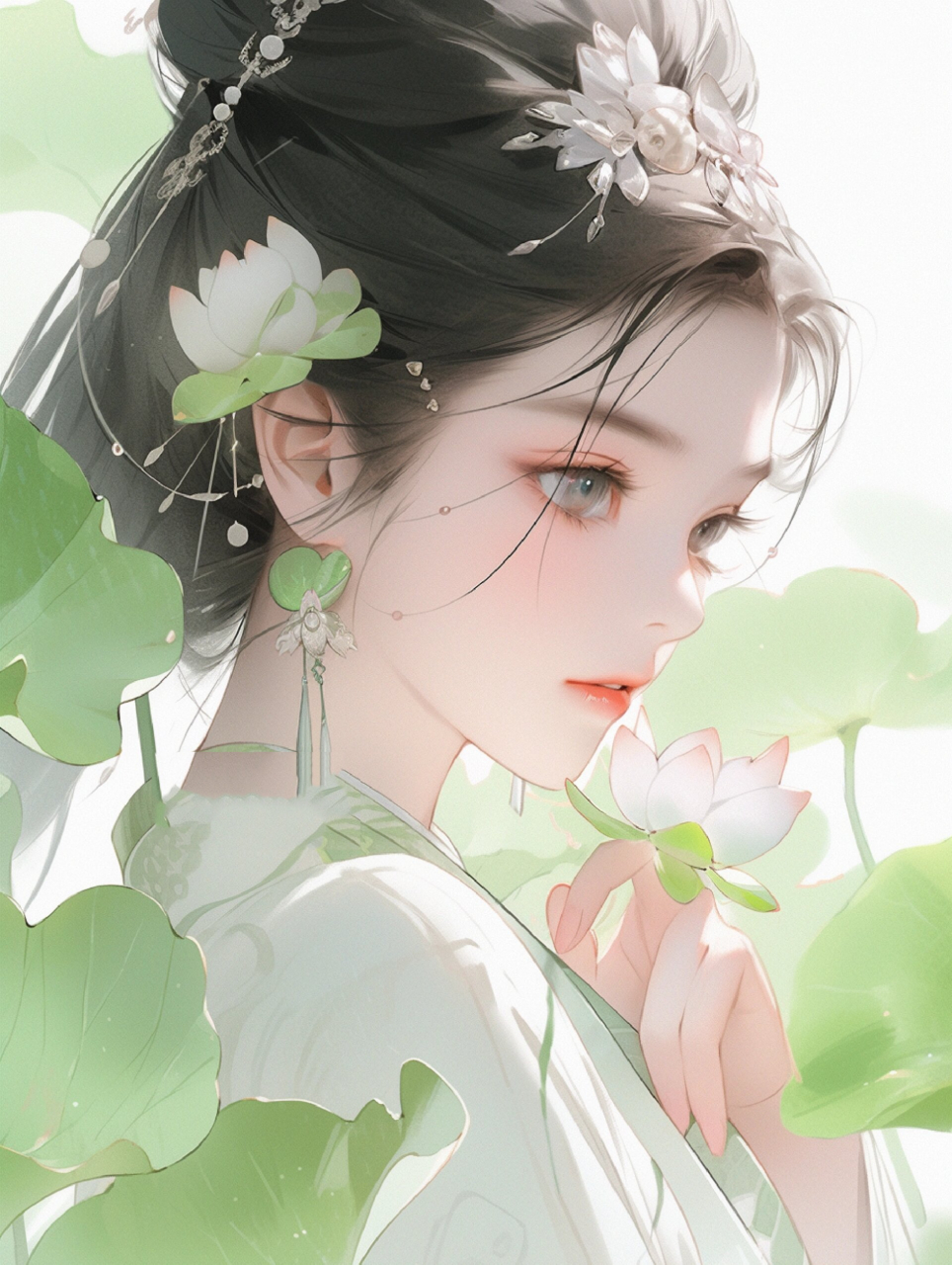 荷花篇二|汉服|荷花古风美女唯美壁纸头像 江南何采莲,莲叶何田田.