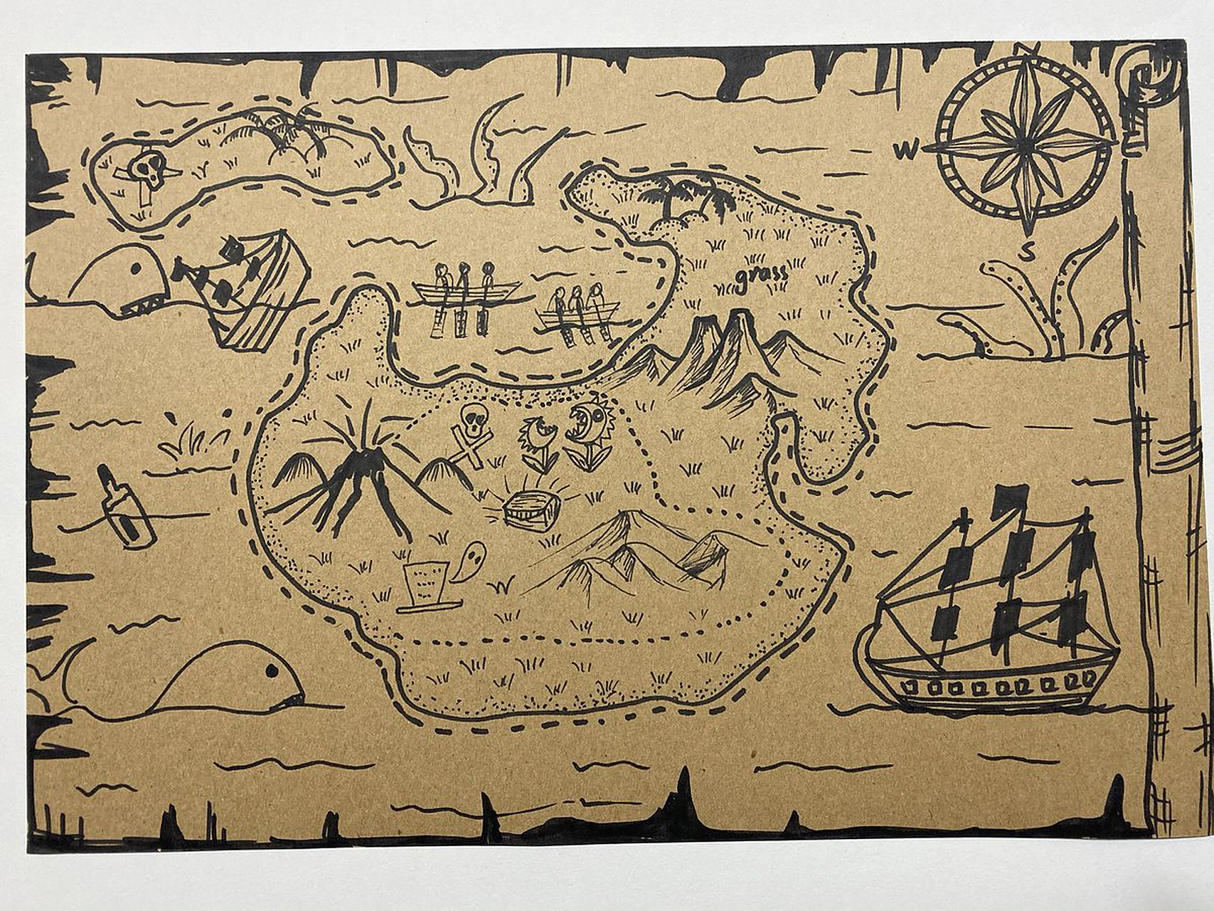 《藏宝图》创意画 适合幼儿园中班至一年级孩子,参考图附上