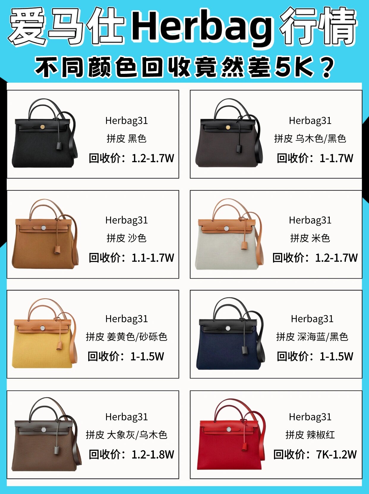 爱马仕herbag颜色大全图片