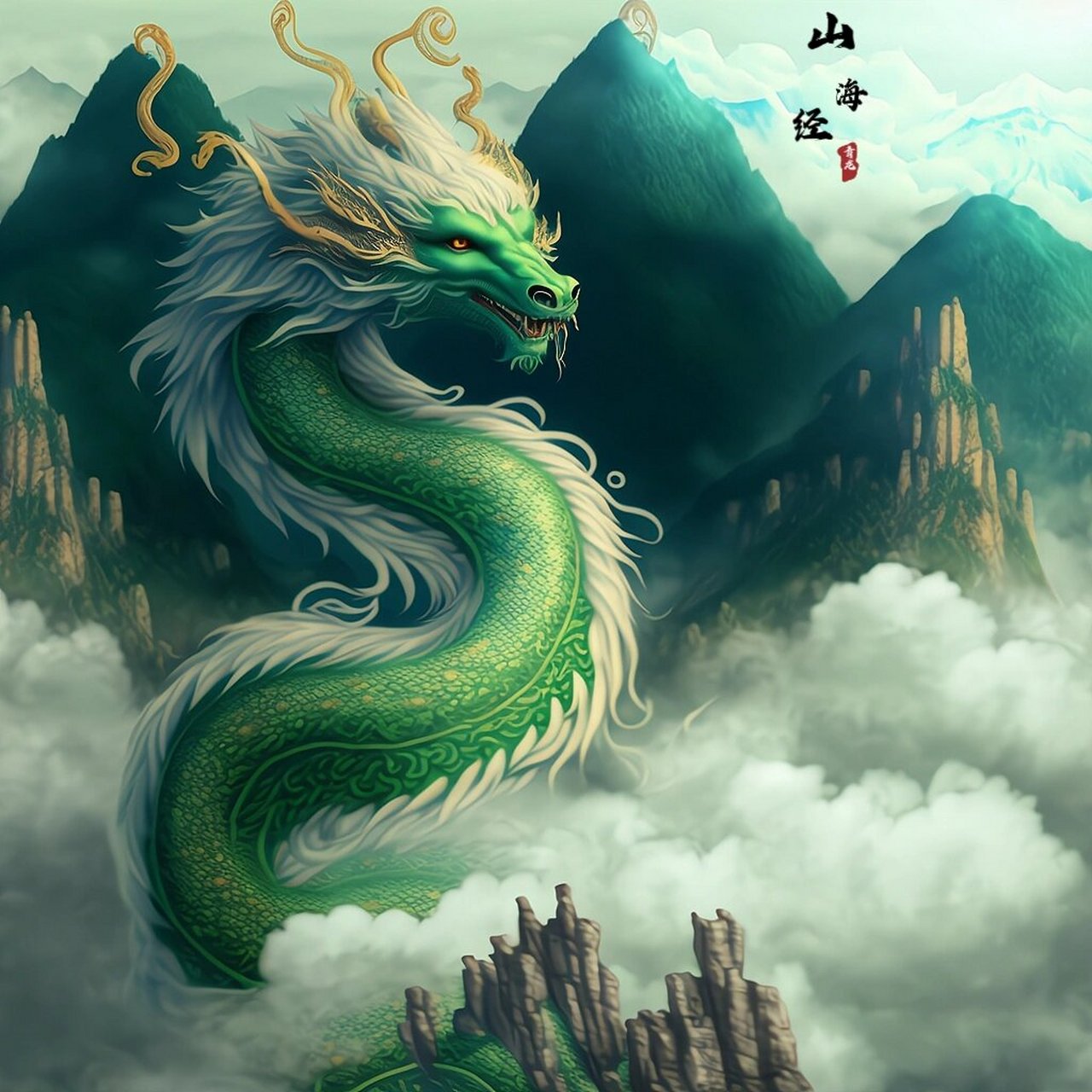 《山海经》九大瑞兽之-青龙,东方之神.