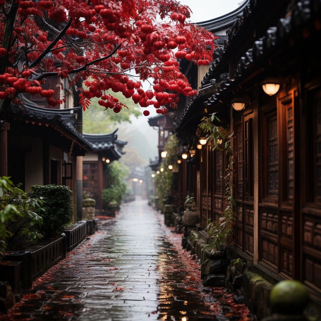 街道秋景 秋天,我们走在街道上,眼前是一片金黄色的景色.