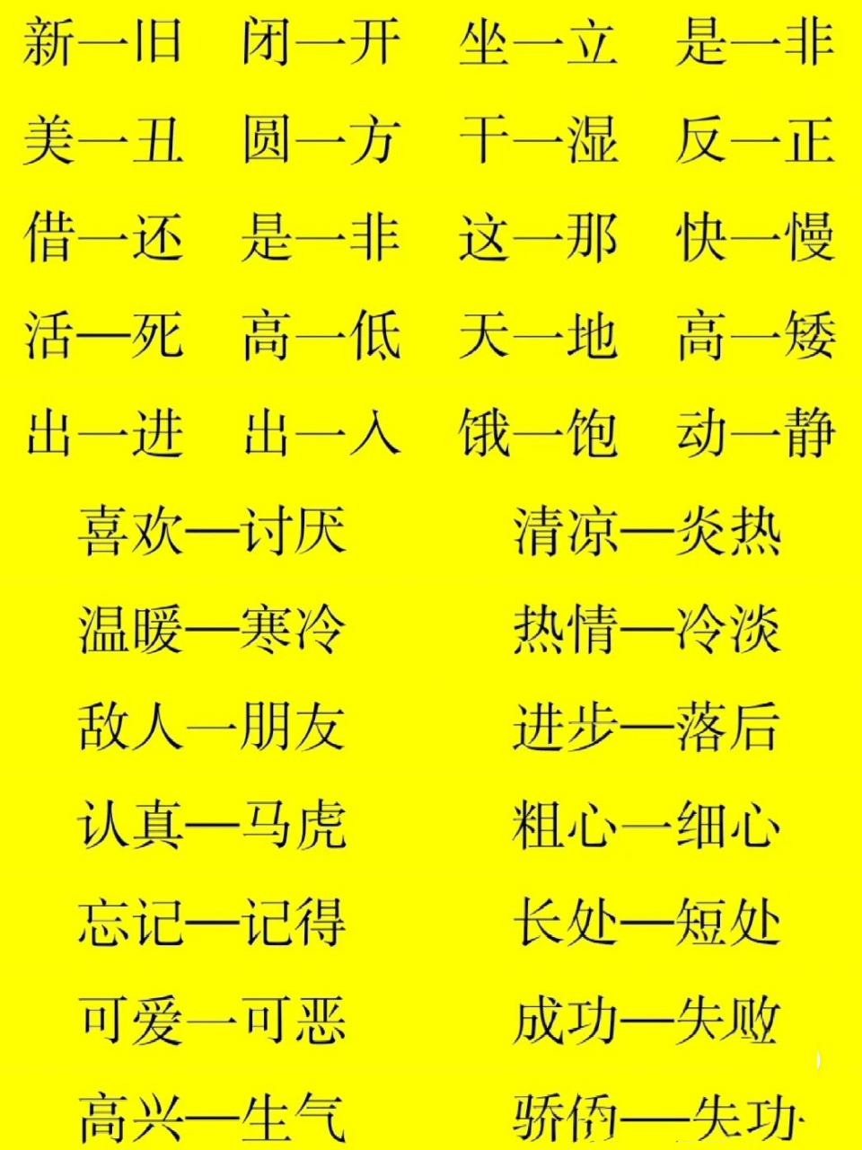 反义词大全,持续更新中 适合二到六年级孩子 看看是不是每个都掌握好