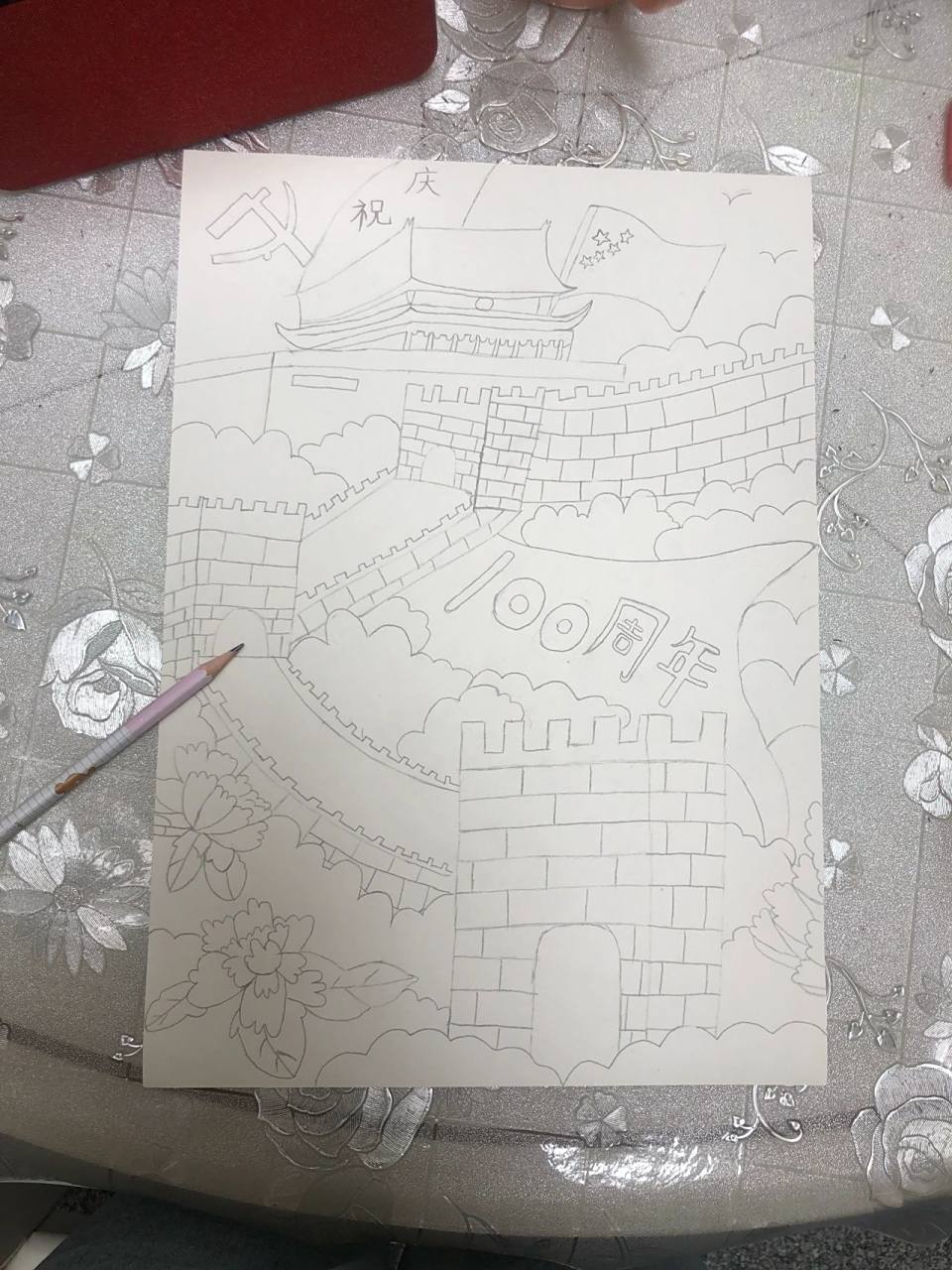 童心向党简笔画 刚好适合今年建党100周年 小孩子画的话也不难只要一