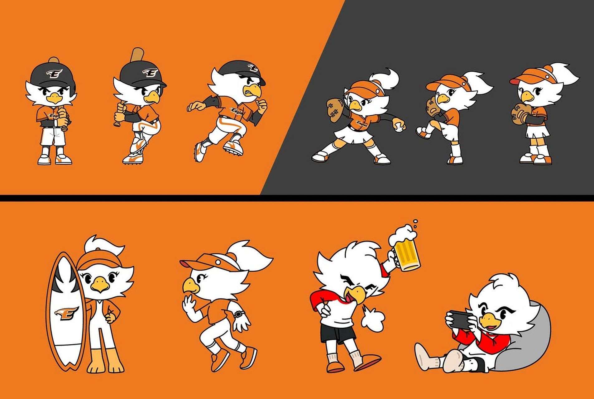 老鹰家族ip设计-卡通吉祥物设计 运动会ip设计 卡通吉祥物设计 老鹰ip