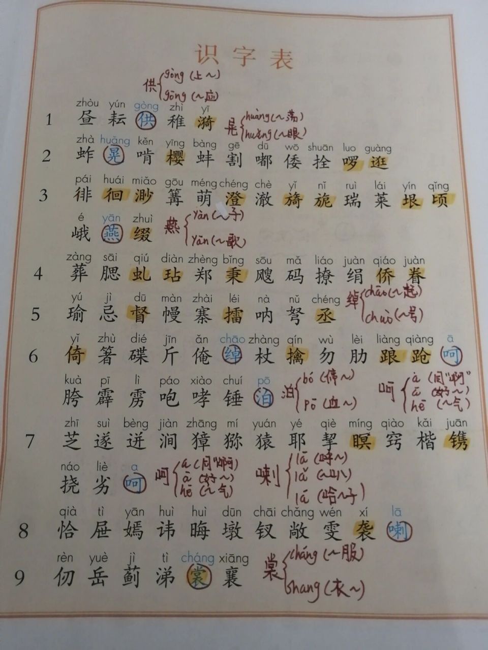 五年级下册第一课生字图片