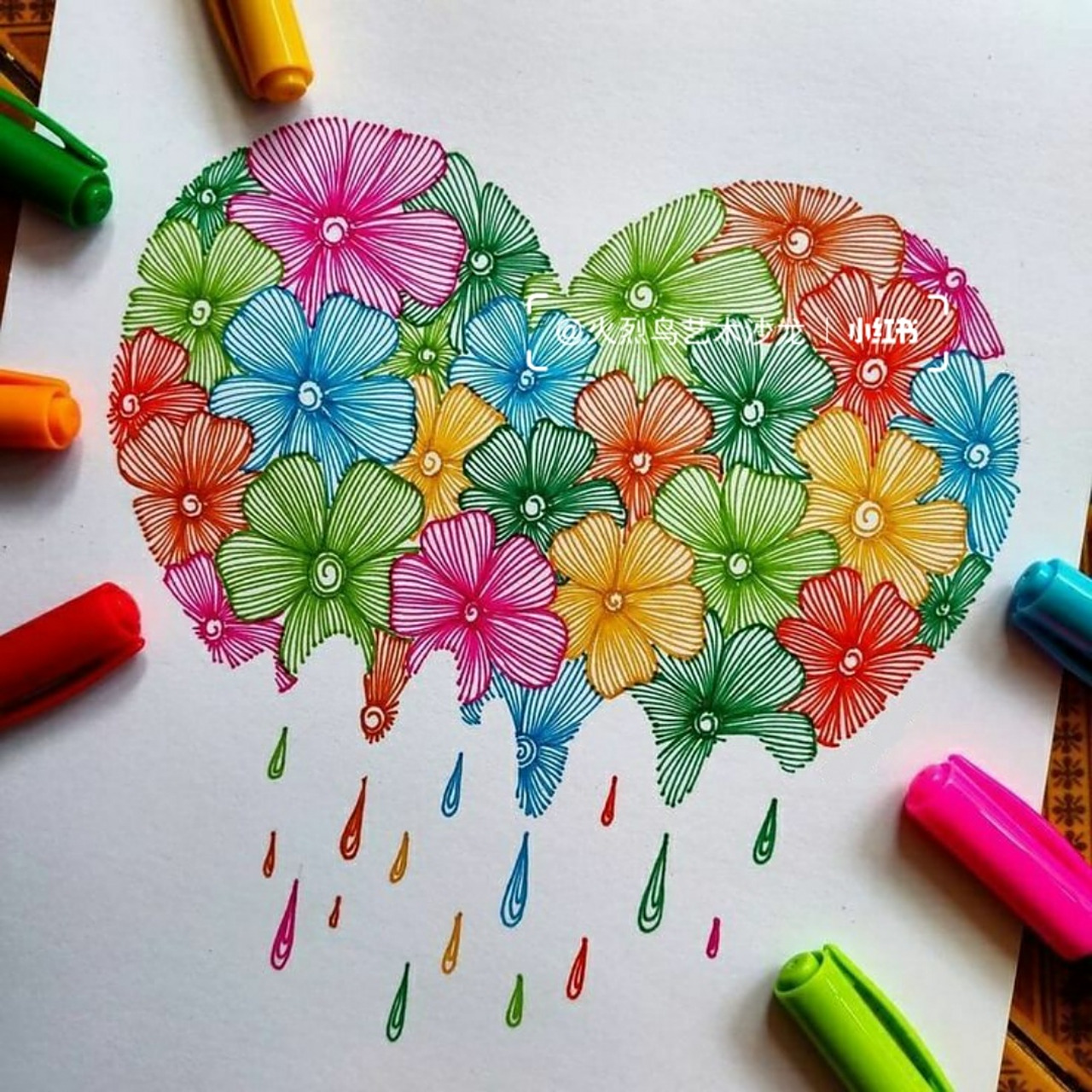 彩笔手绘线条控,色彩搭配训练,很简单 #画画