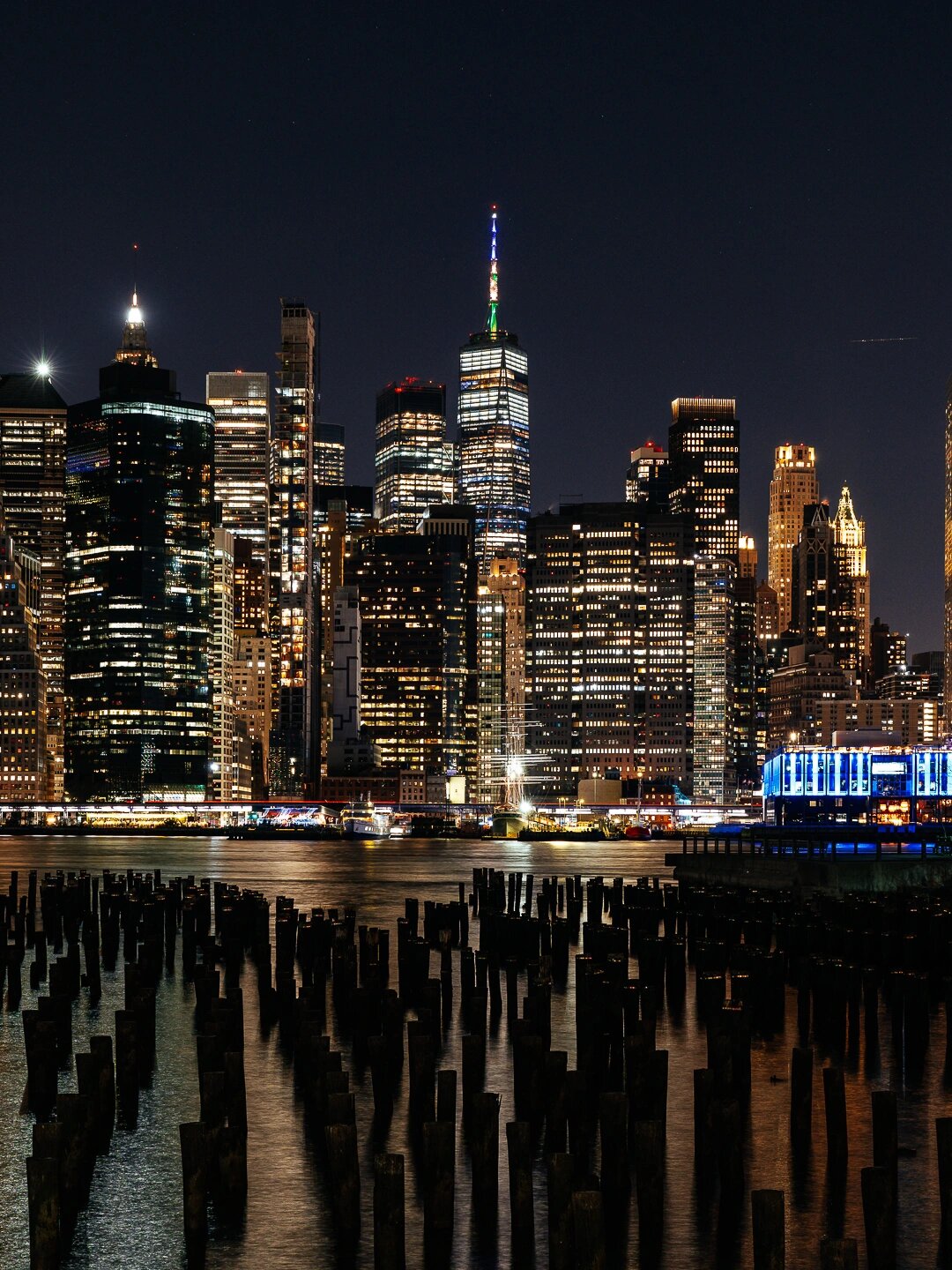 纽约曼哈顿下城区天际线夜景