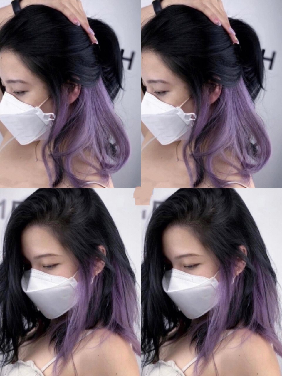 2022秋冬发色黑发挑染紫灰色美到窒息太仙了 2022最新隐藏紫灰色挂耳