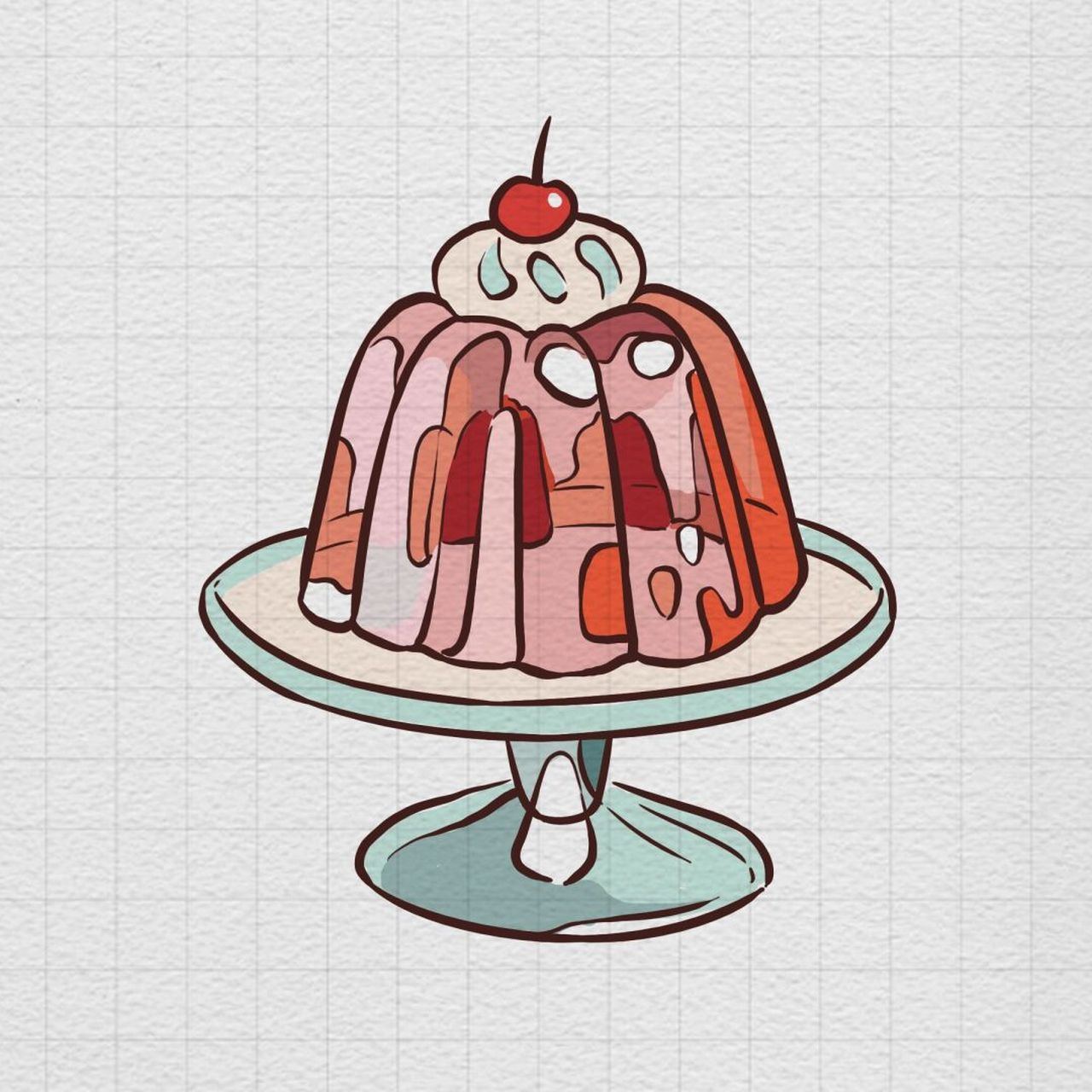 简笔画|樱桃布丁 好久没吃甜品了,冬天应该补充点糖份,今日份甜品来袭