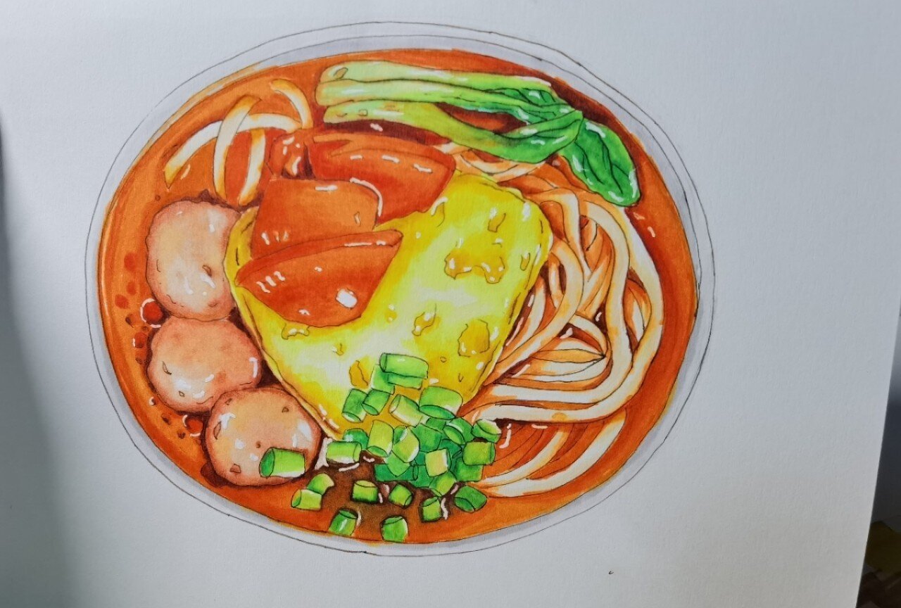 马克笔手绘—西红柿鸡蛋面