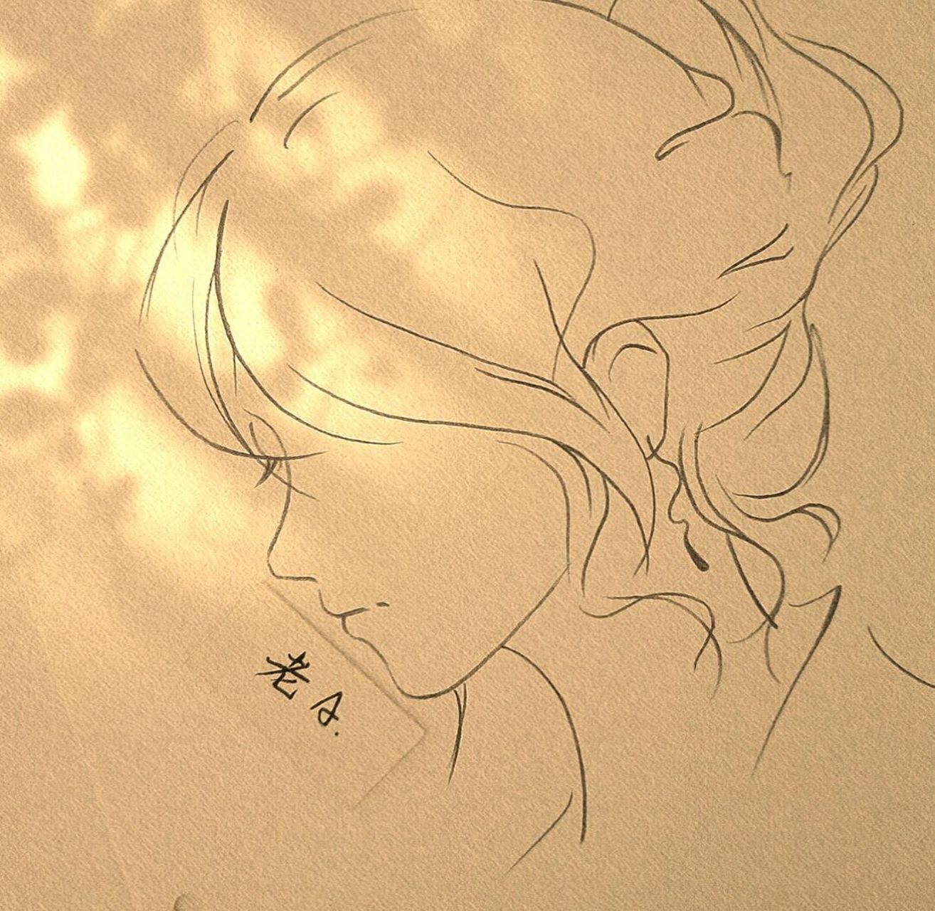 侧脸手绘过程图