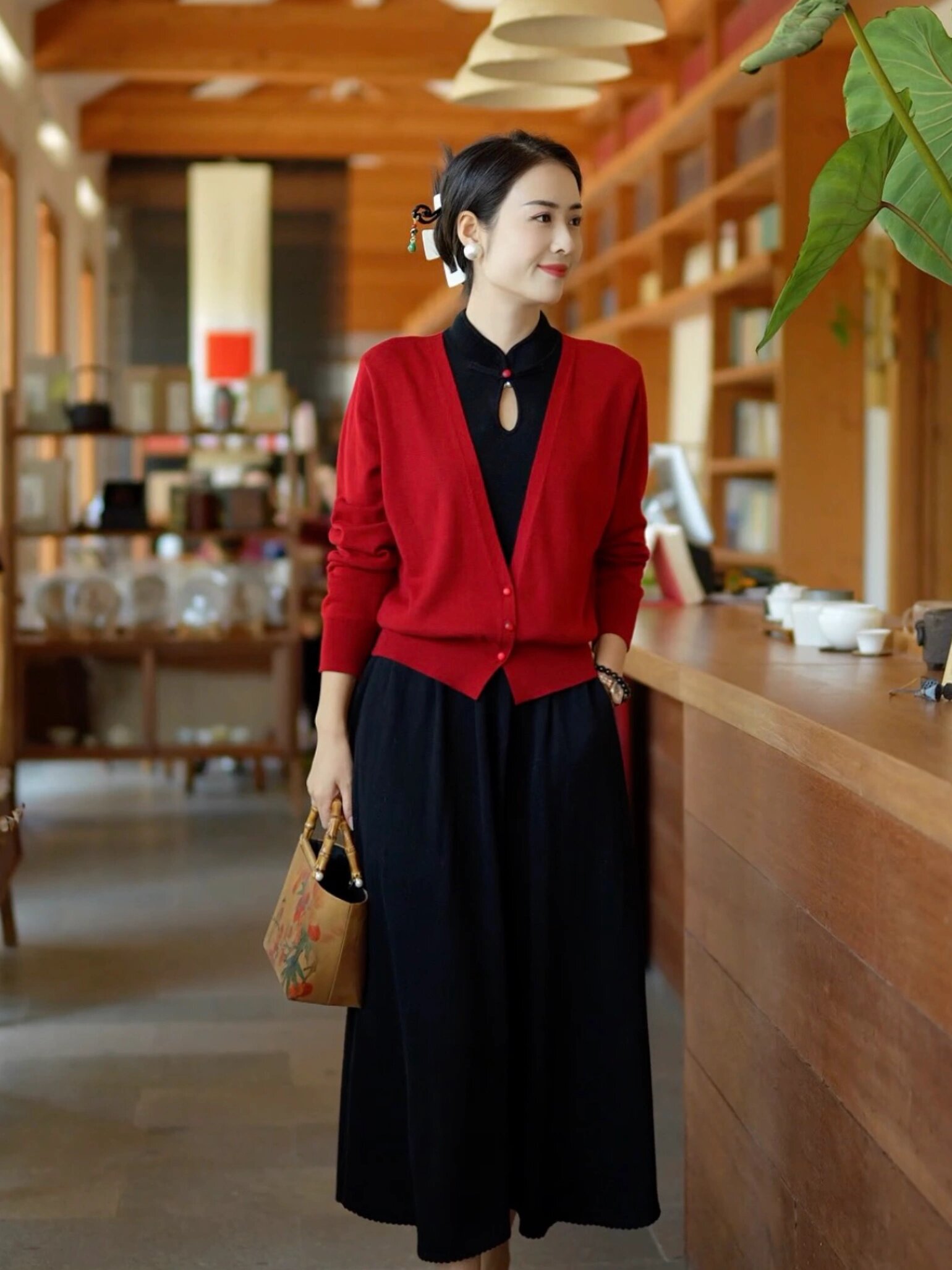 中式旗袍领羊毛衫妈妈装穿搭必备❗️❗️