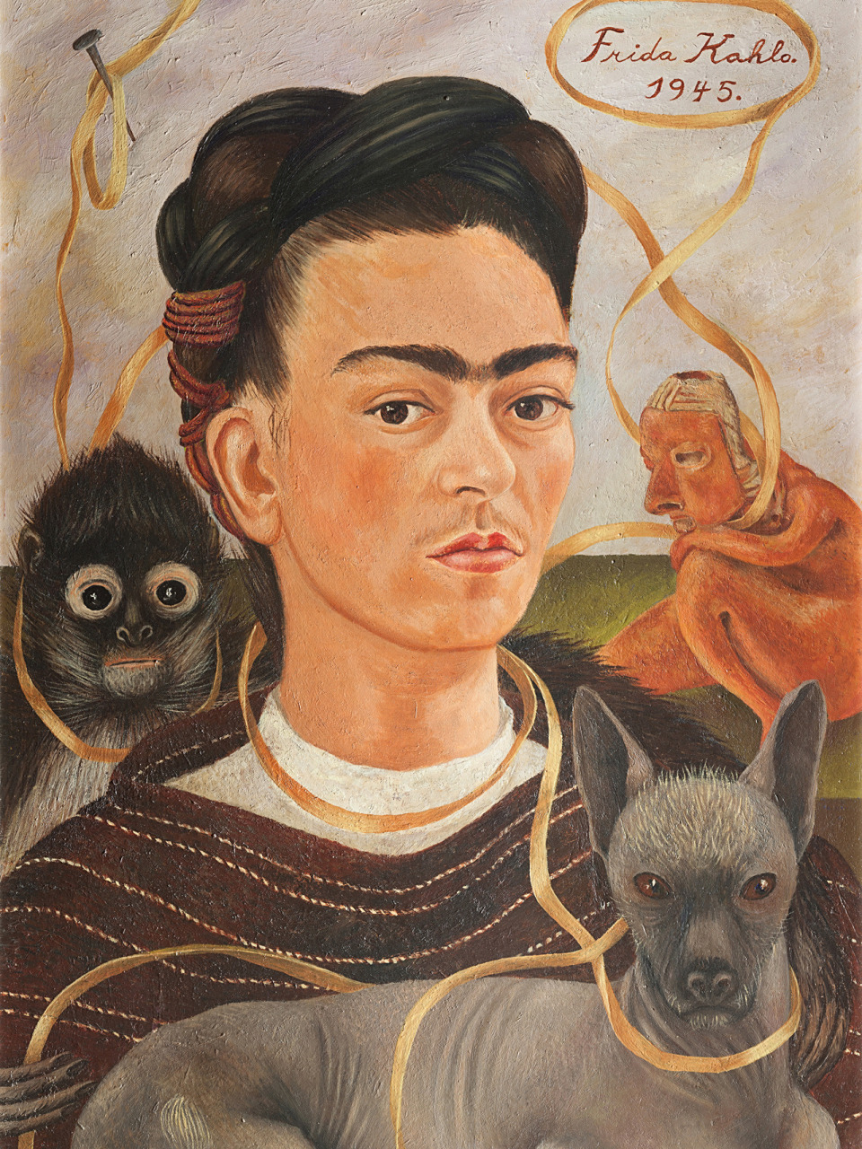 弗里达·卡罗 被动物环绕的系列自画像9899 frida kahlo(1907.7.