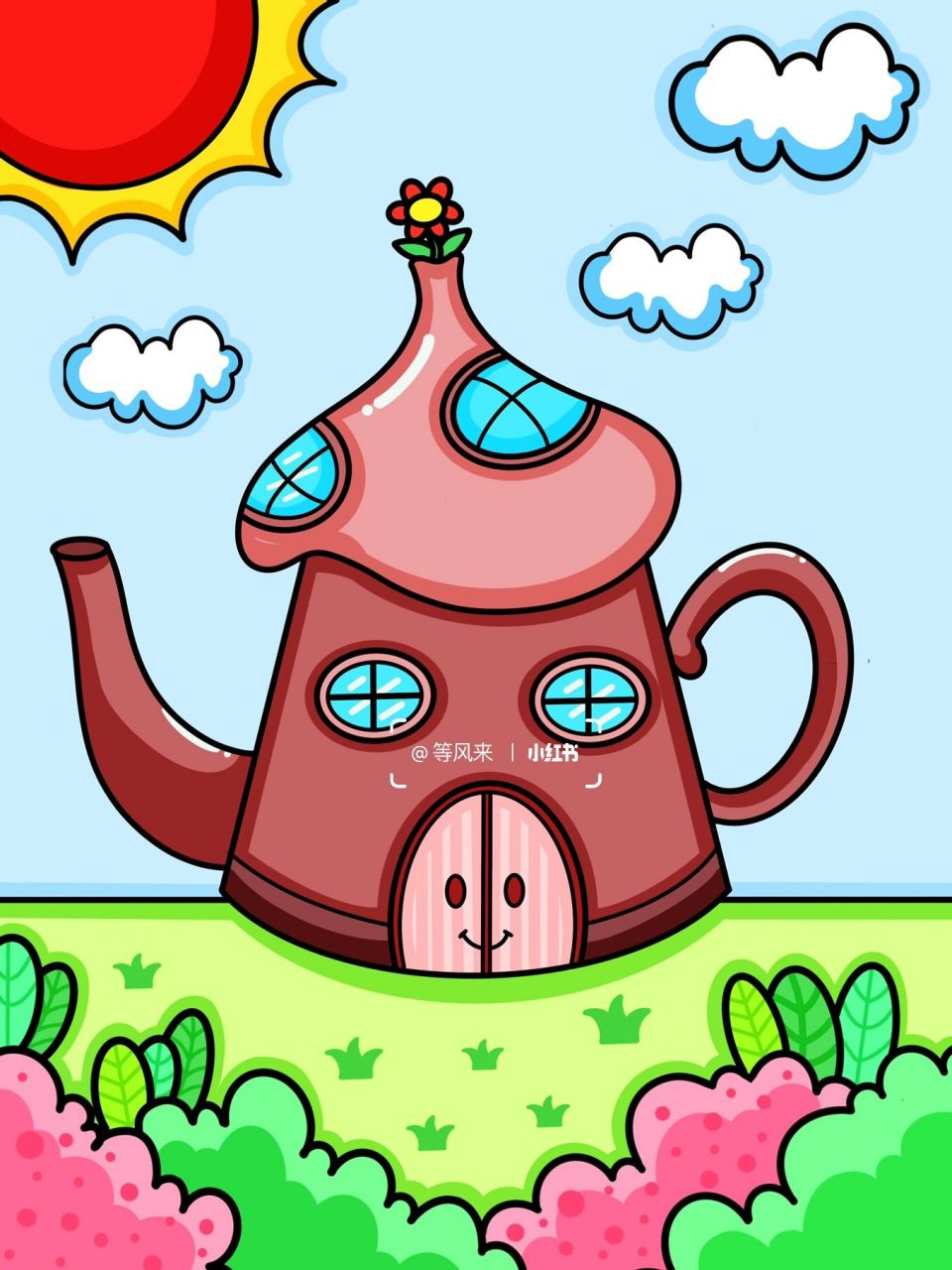 茶壶 房子 房屋 创意画 儿童画 简笔画 #创意美术儿童画# #儿童简笔画
