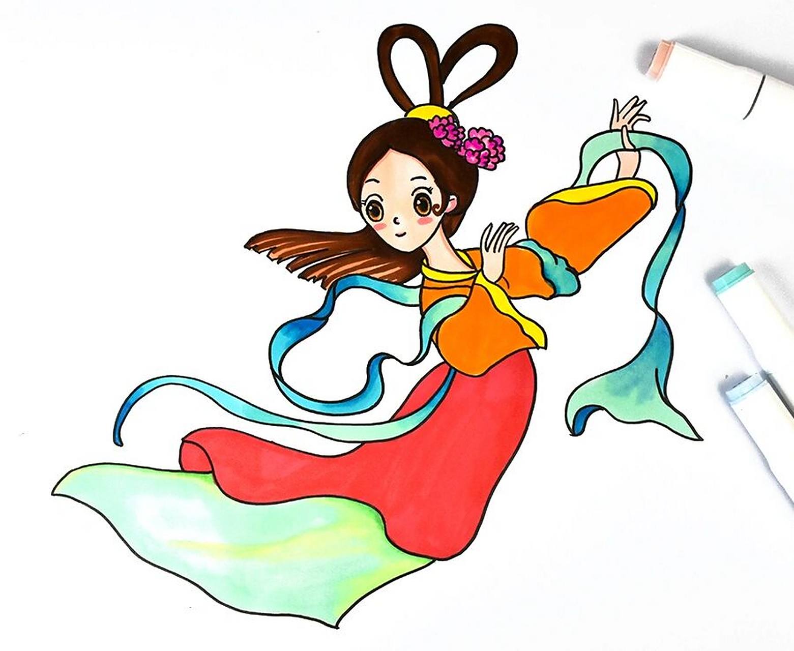 儿童画教程|嫦娥奔月 教学重难点 1.