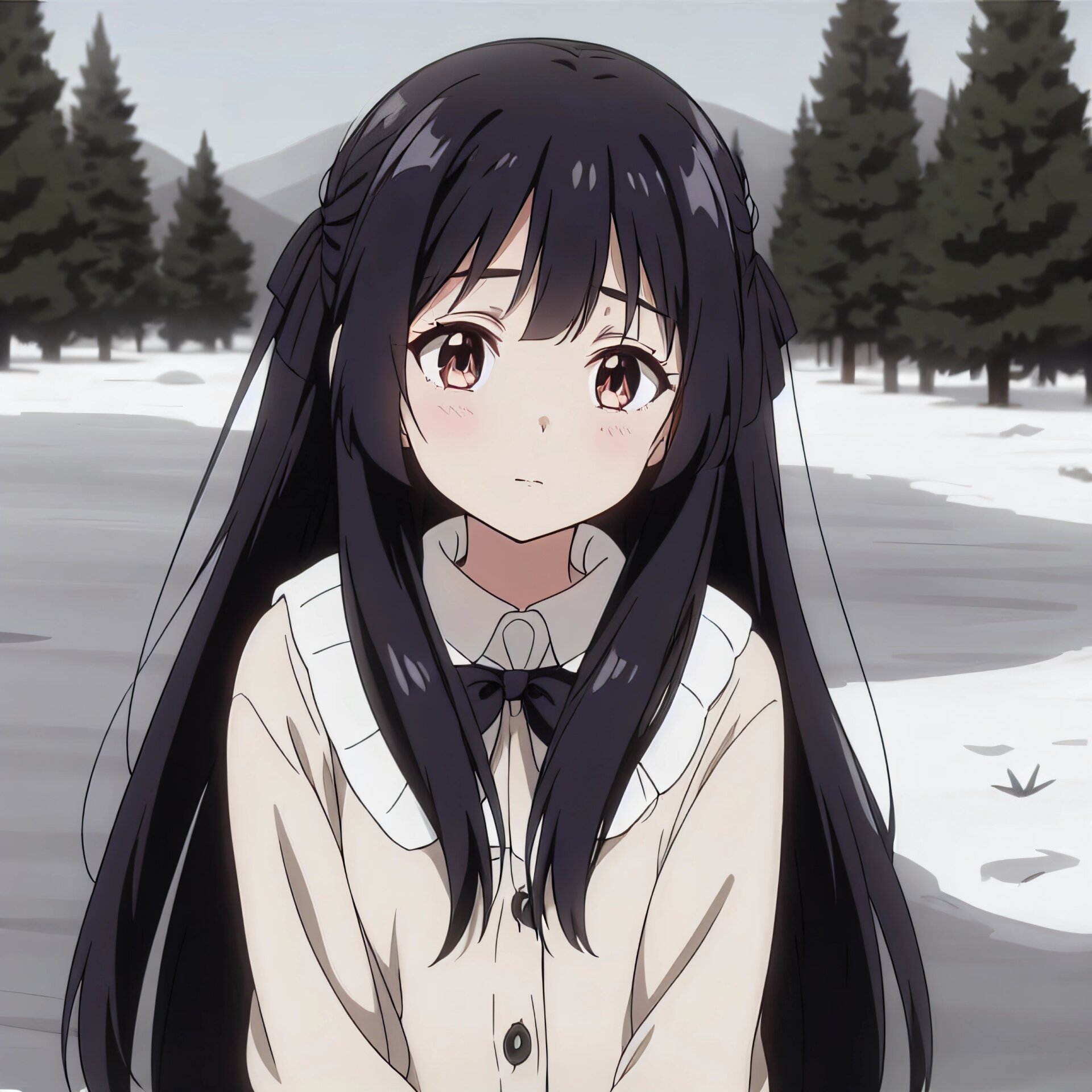 动漫风格冬季冻手手女生头像