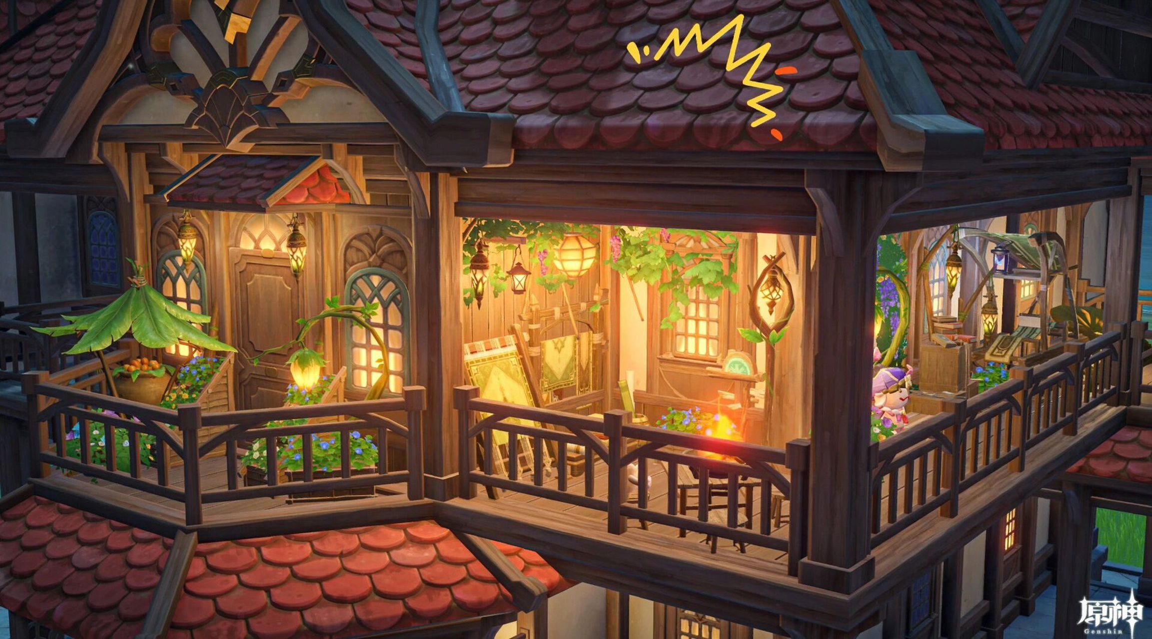 原神尘歌壶官服分享 之前是亚服摹本 自己做在官服上了  把大月卡家具