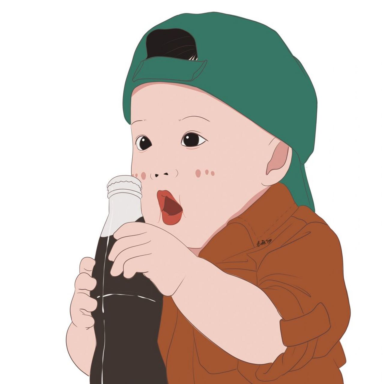 插画 | 头像 | 小宝宝喝可乐 图片92二改92商用92去签名 搬运