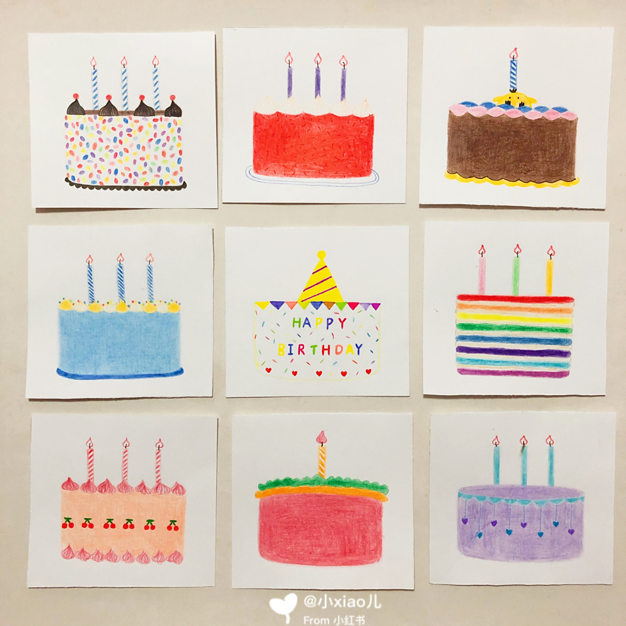 「生日蛋糕」彩铅小画 小清新风格蛋糕彩铅画来啦!