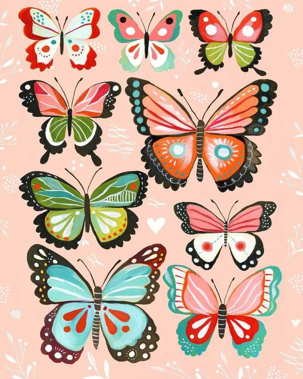 蝴蝶简笔画,插画蝴蝶,蝴蝶素材 可以打印出来剪下来,适合幼龄孩子各种