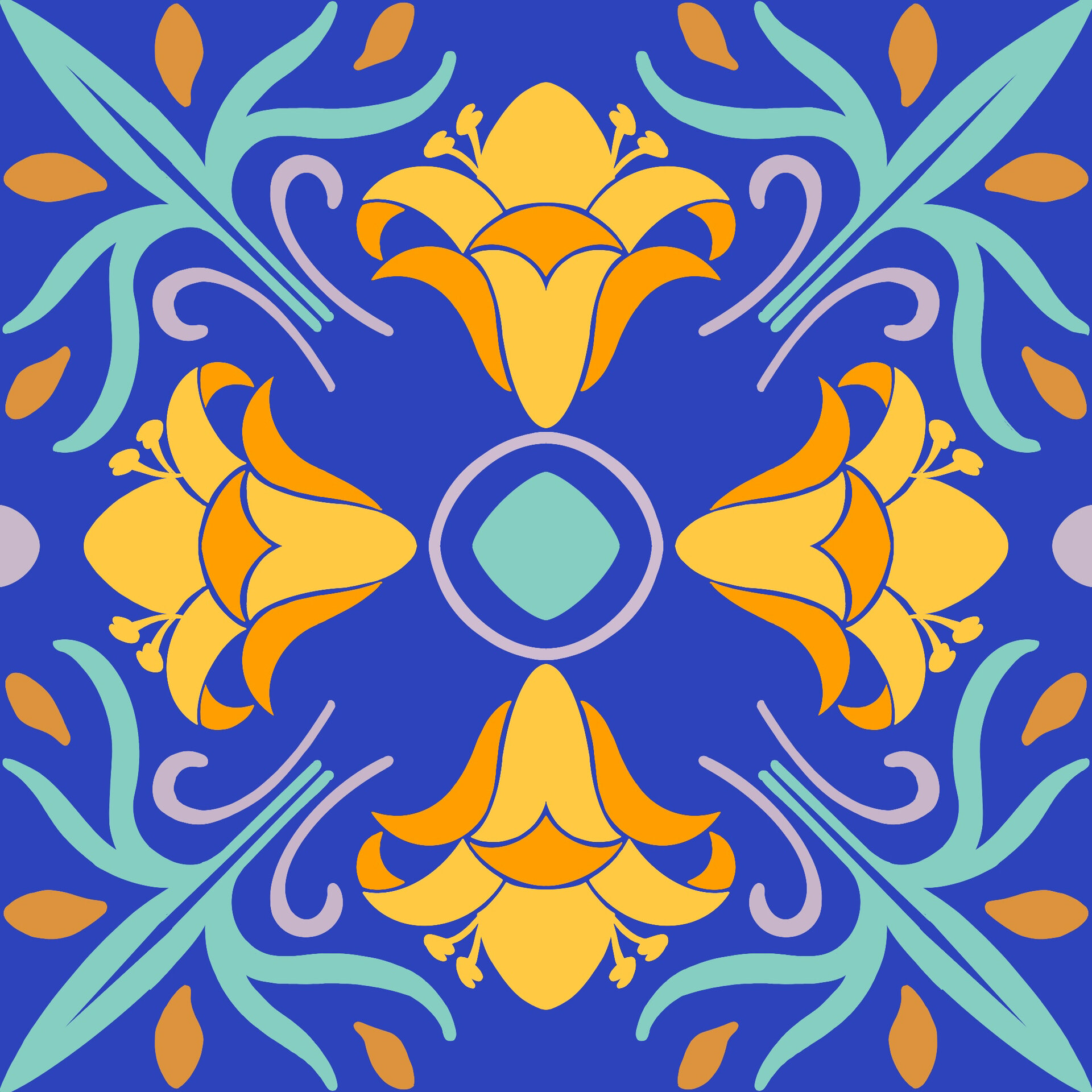 四方连续图案设计|植物纹样插画 前段时间画的,四方连续图案花纹设计