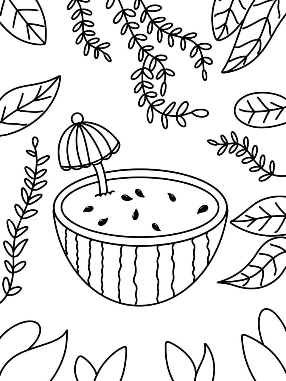 西瓜91 夏天 创意画 儿童画 带线稿 简笔画 #创意美术儿童画# #儿童