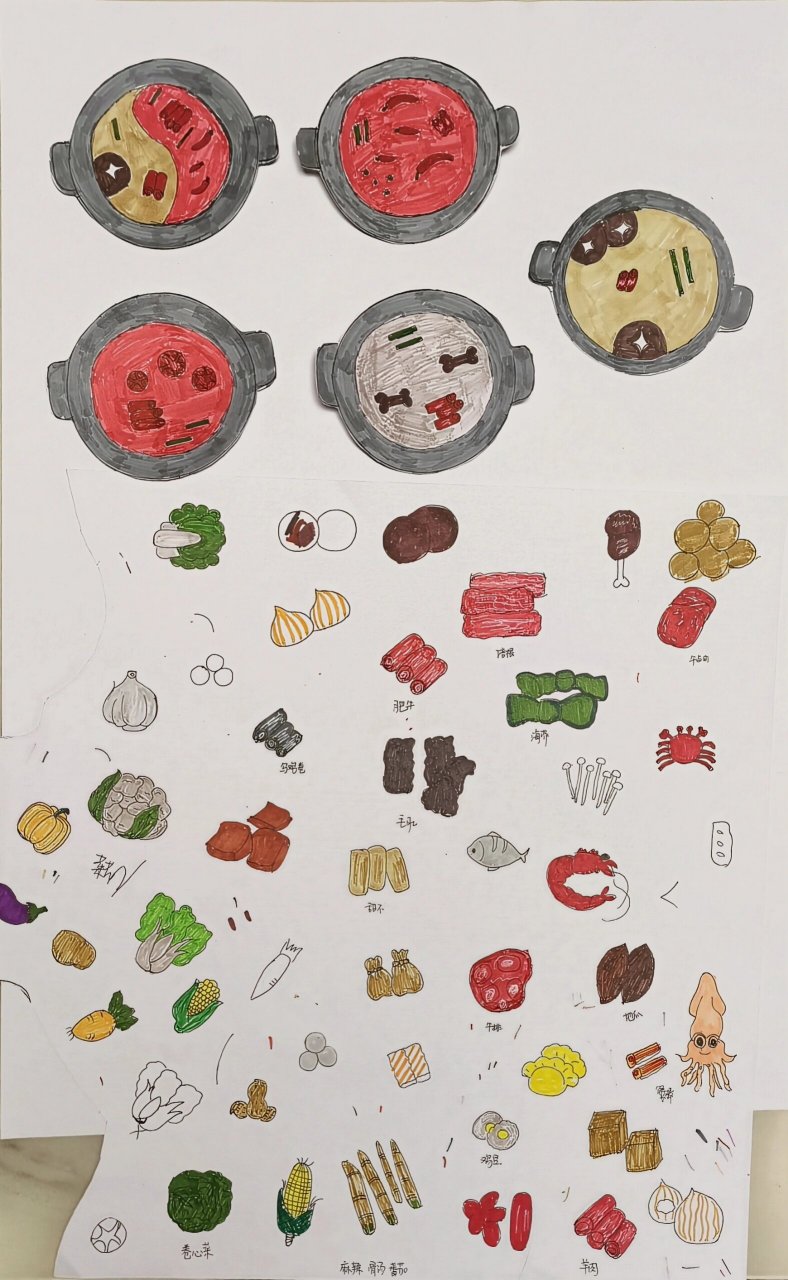 幼儿园大班角色区火锅店简笔画 咕噜咕噜火锅店孩子们兴趣浓厚