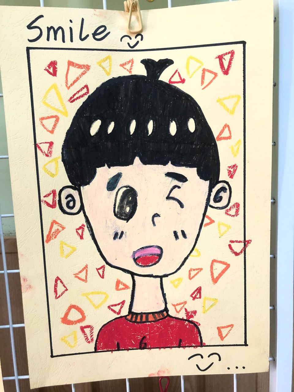 学生作品 《我的自画像》 油画棒 幼儿园大班