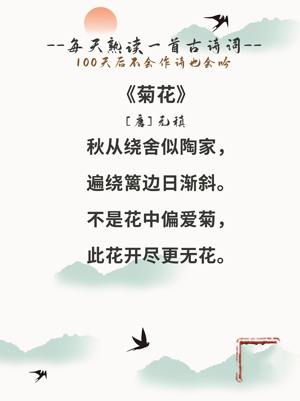 每日诗词 02 | 元稹 《菊花》 .