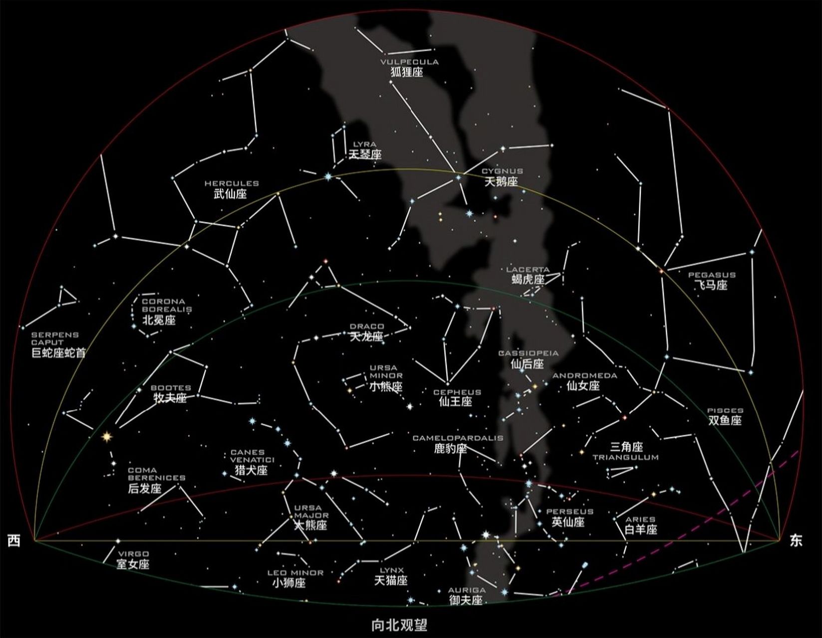 8月北半球星图图片