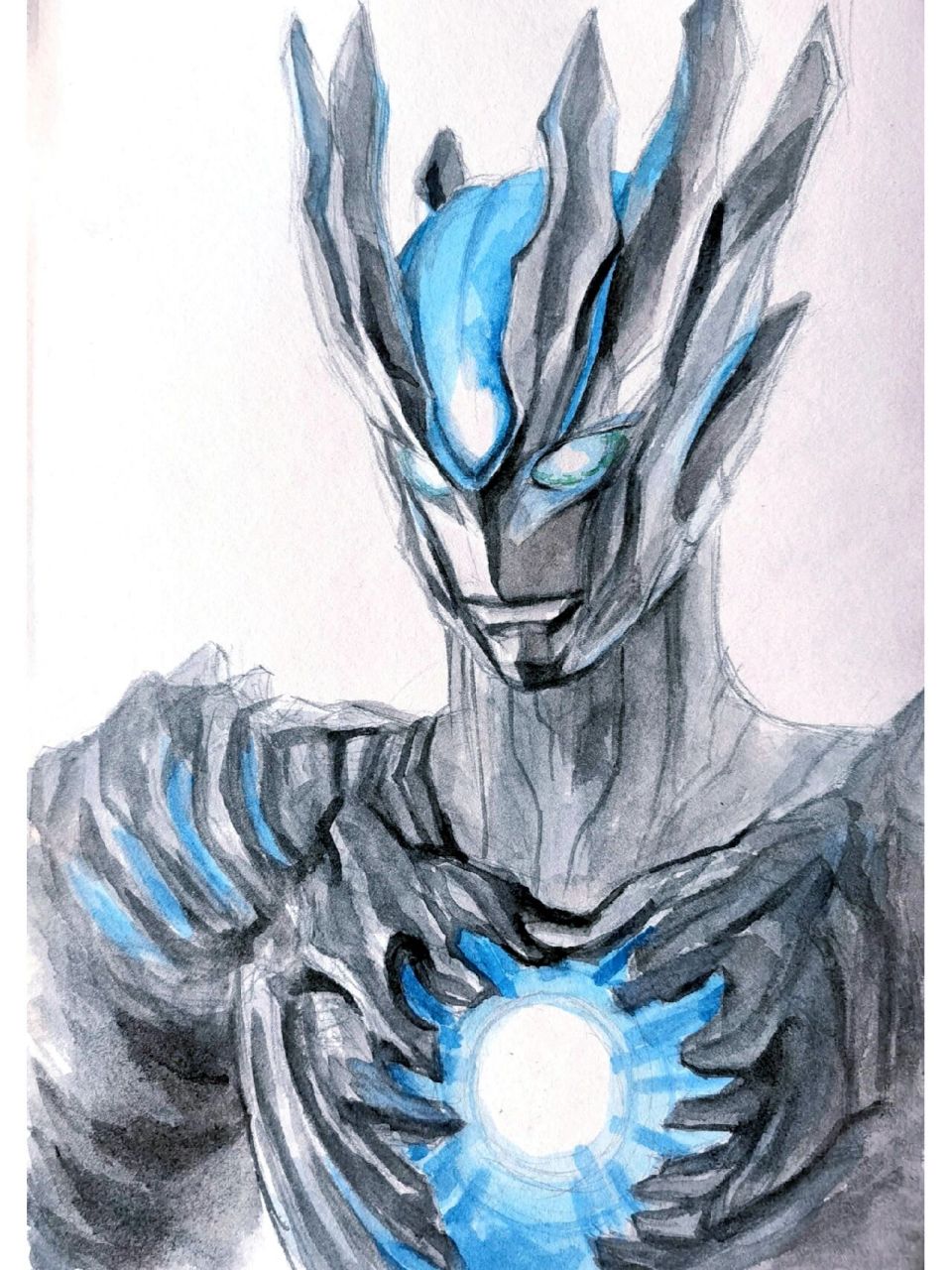 赛迦奥特曼|手绘线稿 上色 陪孩子一起画奥特曼,找了一个看上去比较帅