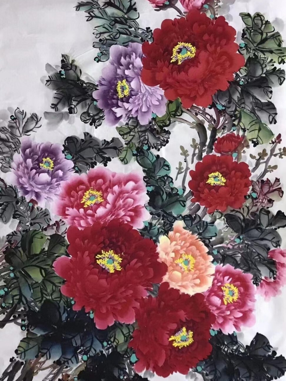 陈芬清97四尺牡丹97140×70cm 纯手绘