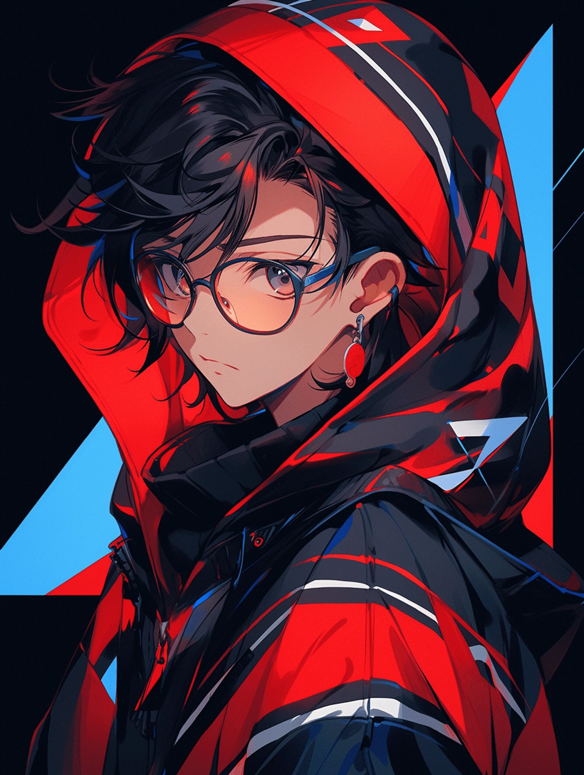 炫彩戴眼镜男生头像2 an anime boy ,crisp graphic design, made of