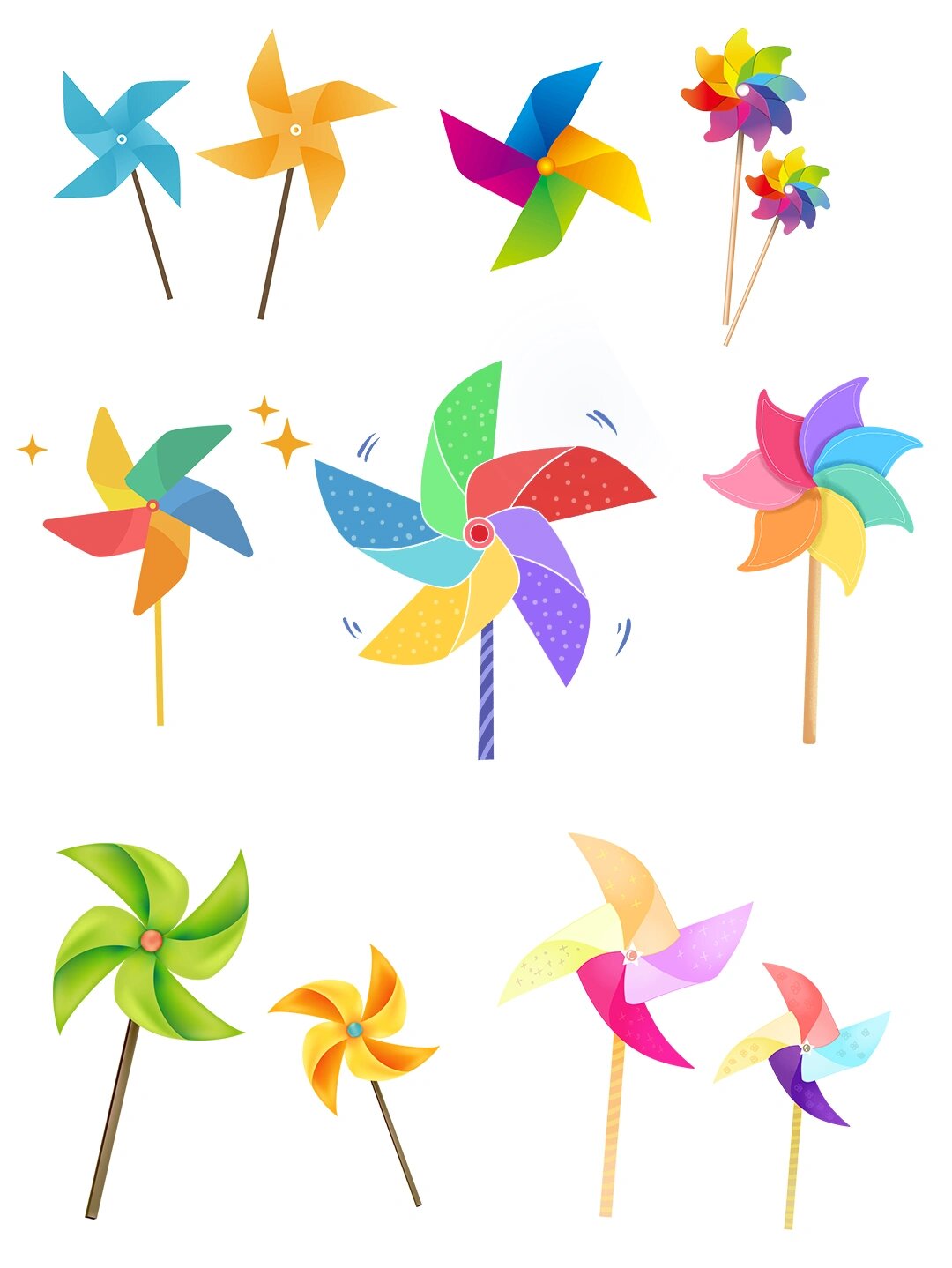 今天为大家挑了一组超可爱的卡通风车免扣素材,让你的六一庆典更加