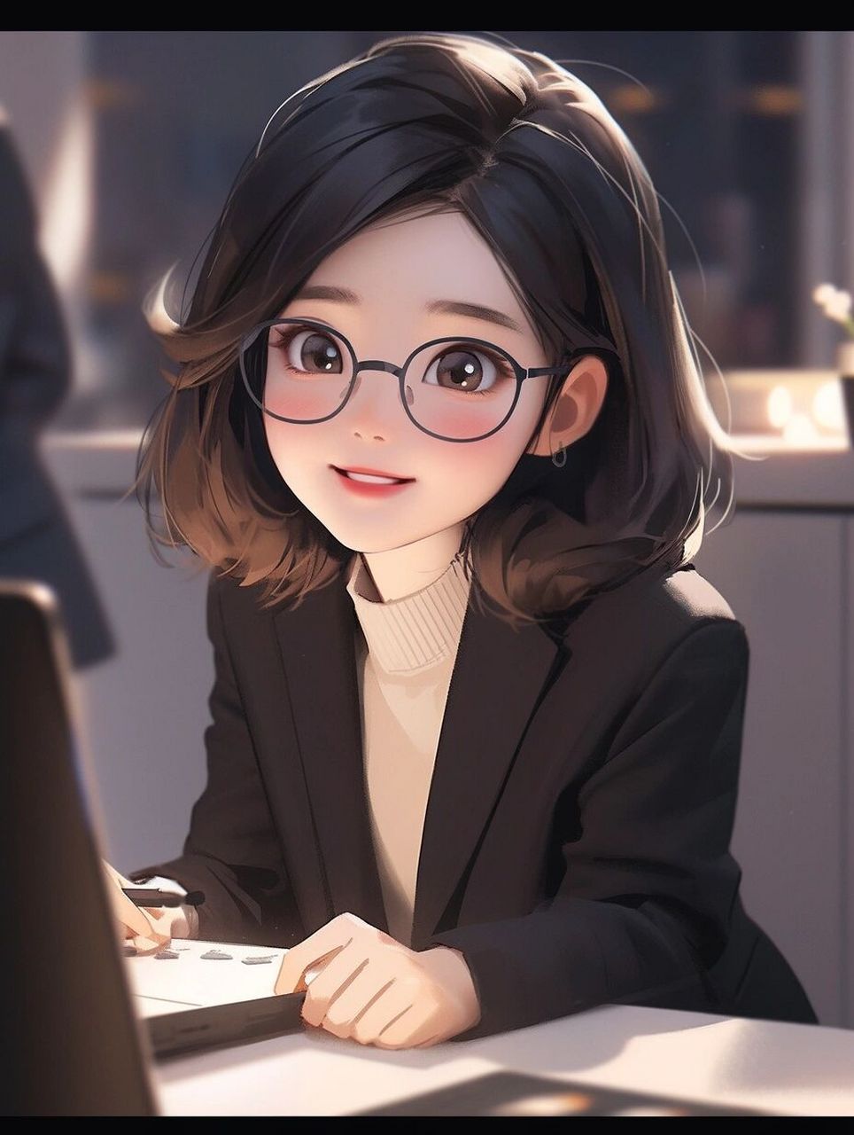 要短发戴眼镜的来了