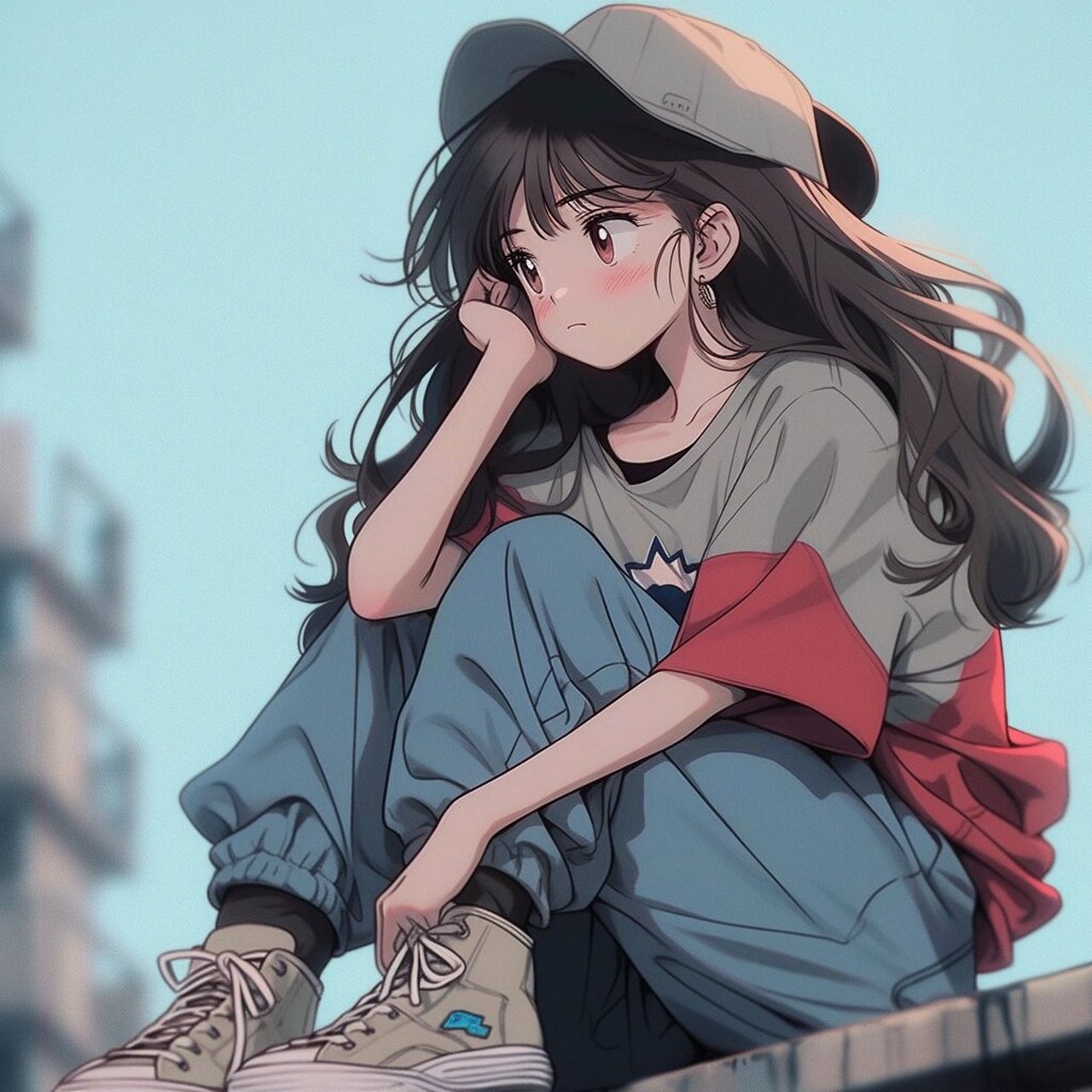 情头/托腮女孩男孩 你不开心,我陪你一起