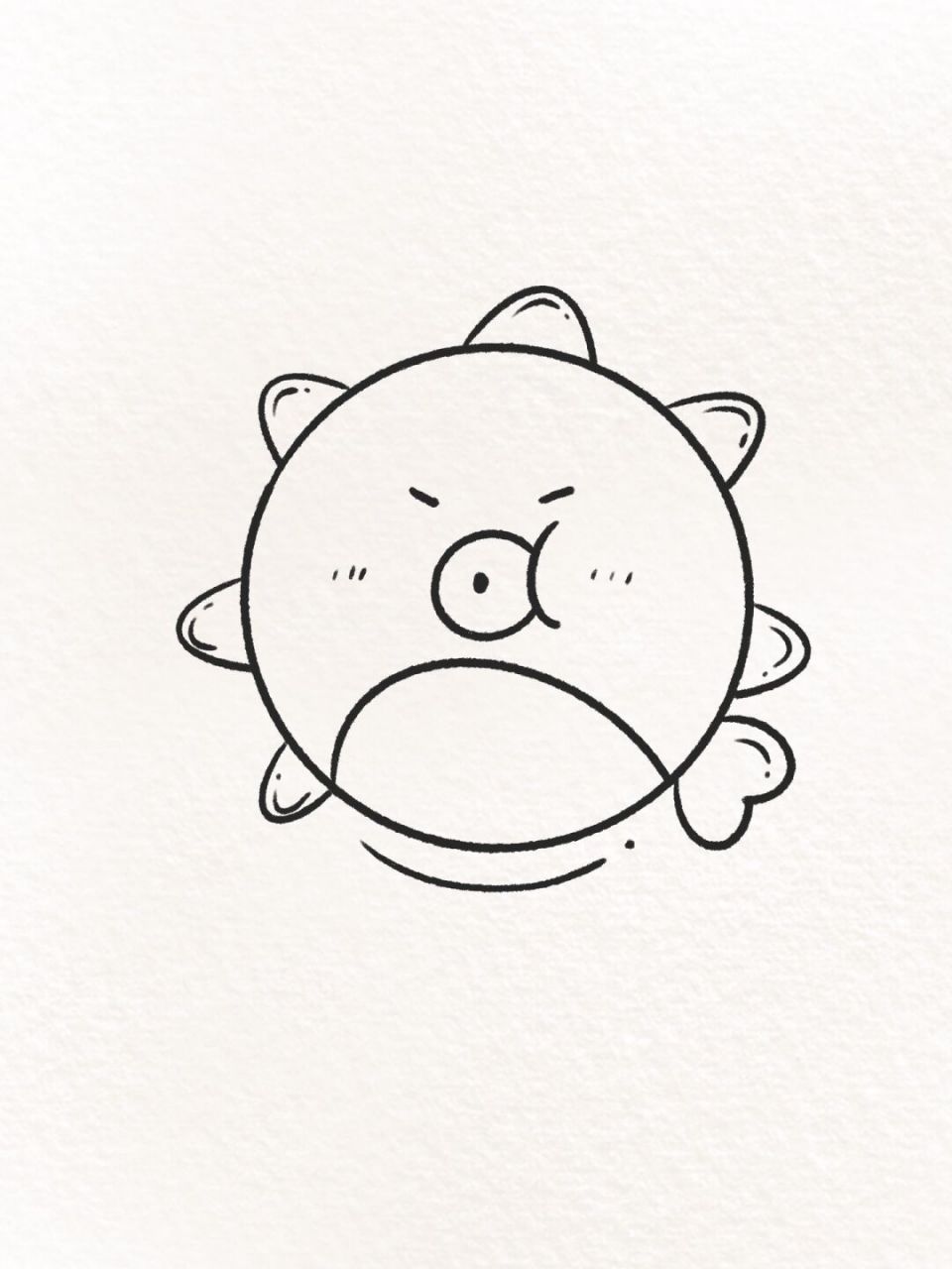 超简单的简笔画 | 生气的河豚97 河豚气鼓鼓的样子也有点可爱 #pro