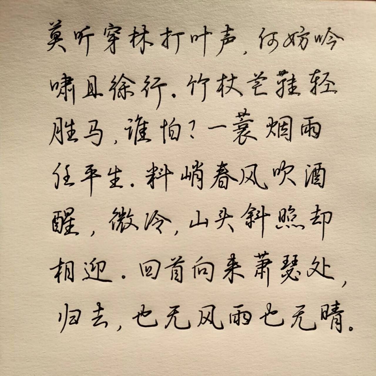 手写|苏轼诗词三篇 《定风波·莫听穿林打叶声》,《题西林壁》