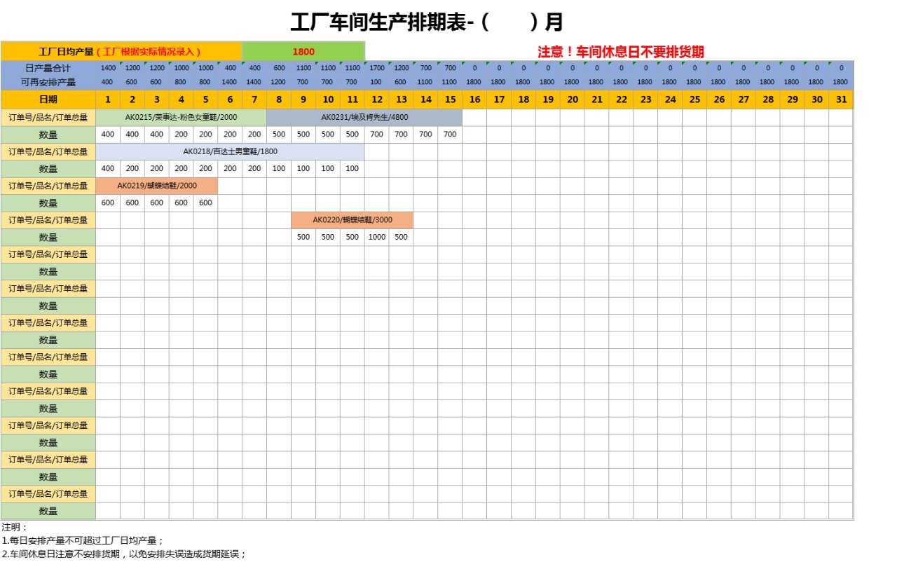 15套车间生产排产计划表e0036