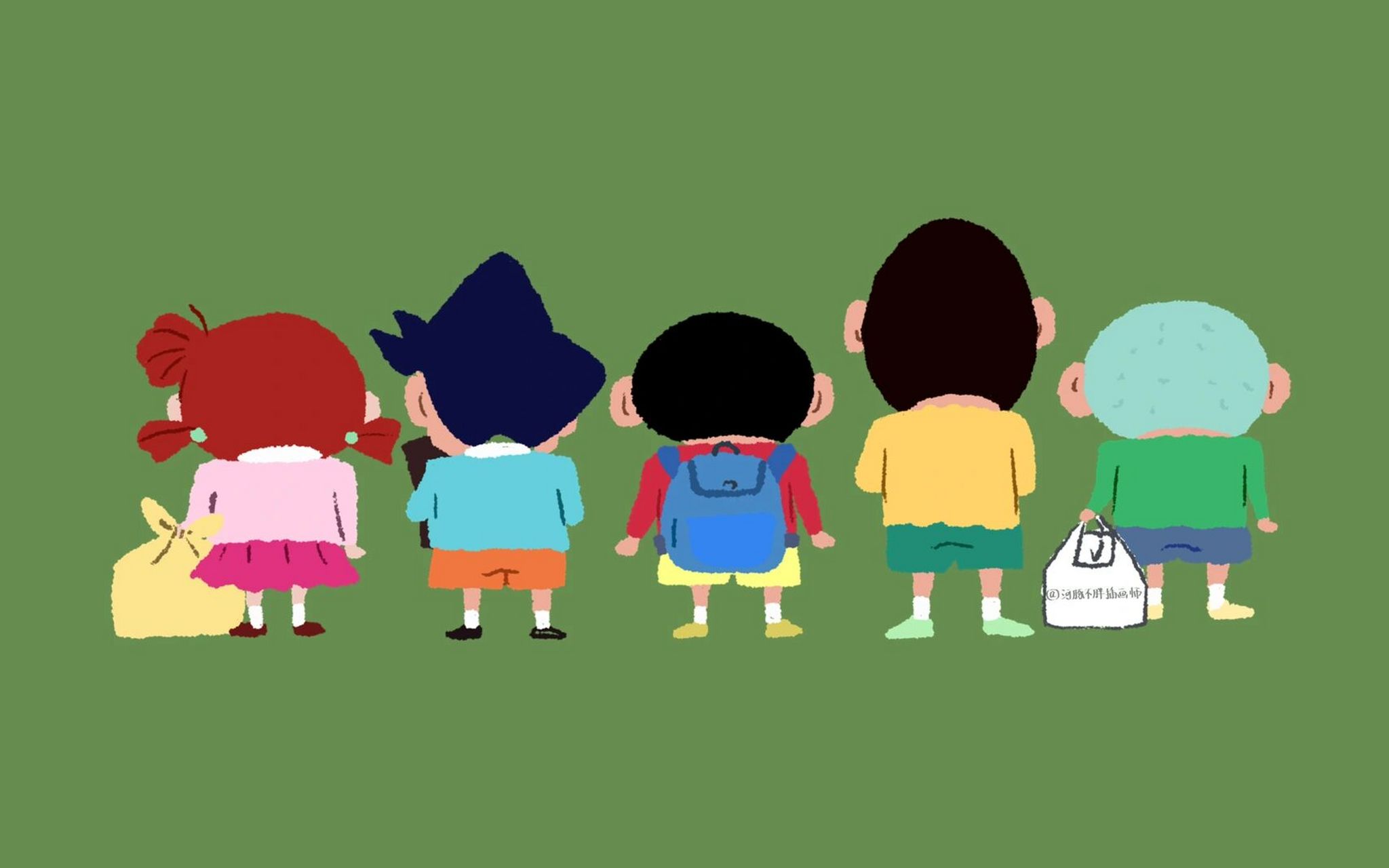 蜡笔小新可爱护眼绿色电脑壁纸 把被问得最多的几张图,做成绿色护眼